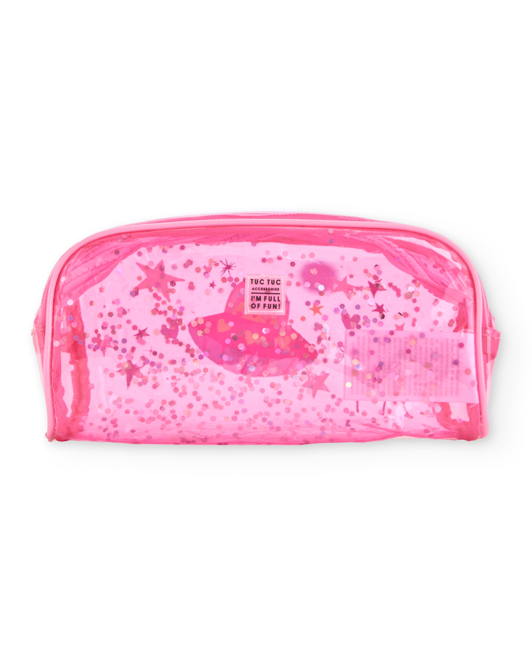 Estuche para niña rosa con estampado espacial