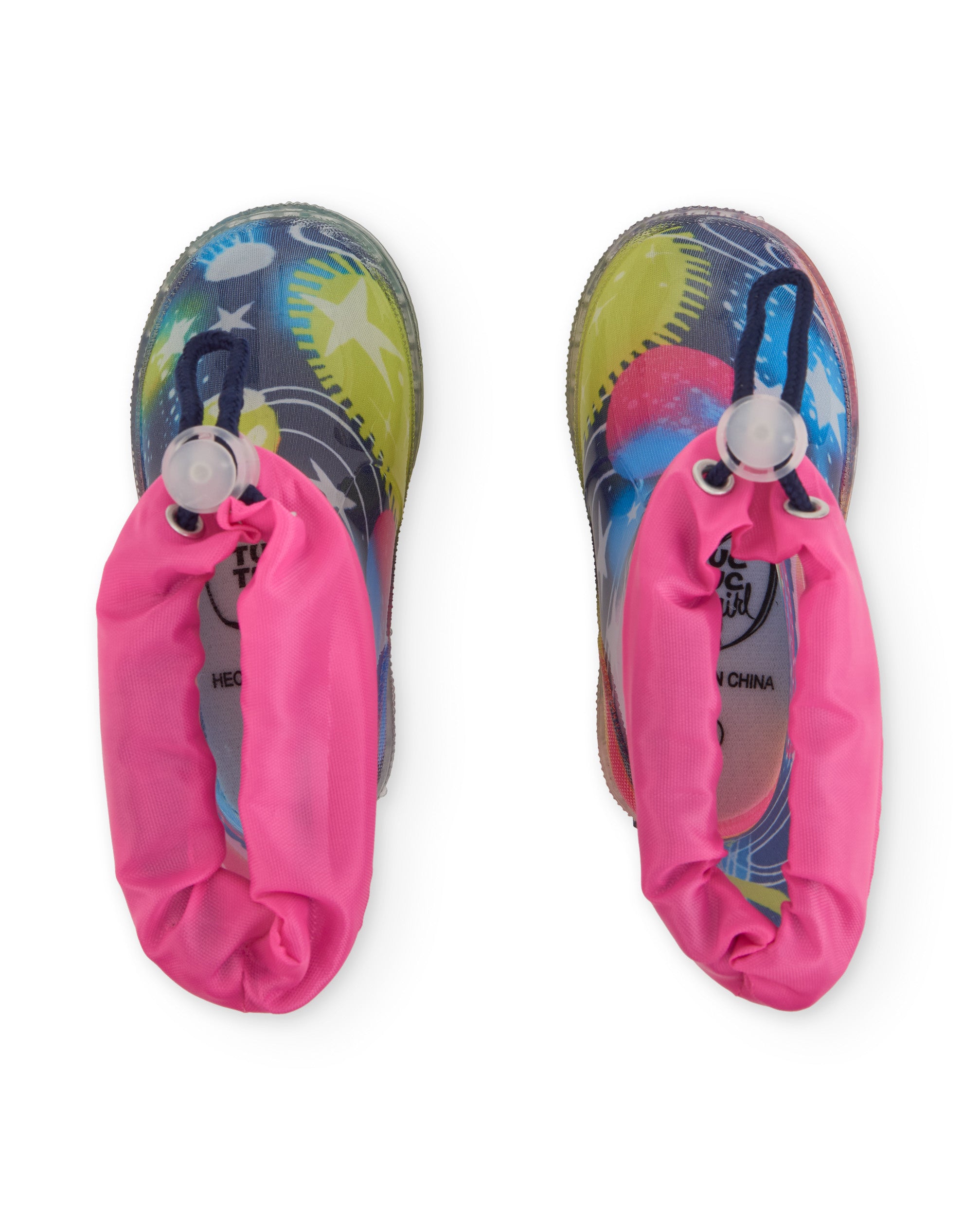 Botas de agua para niña con estampado espacial y luces