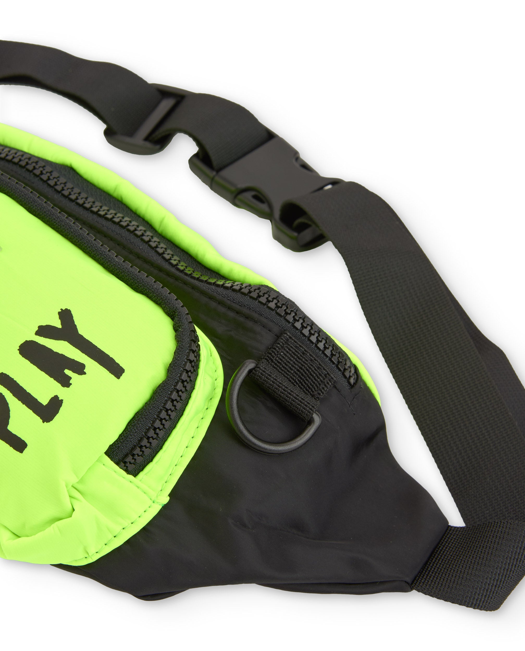 Riñonera para niño en negro y verde flúor con bolsillos