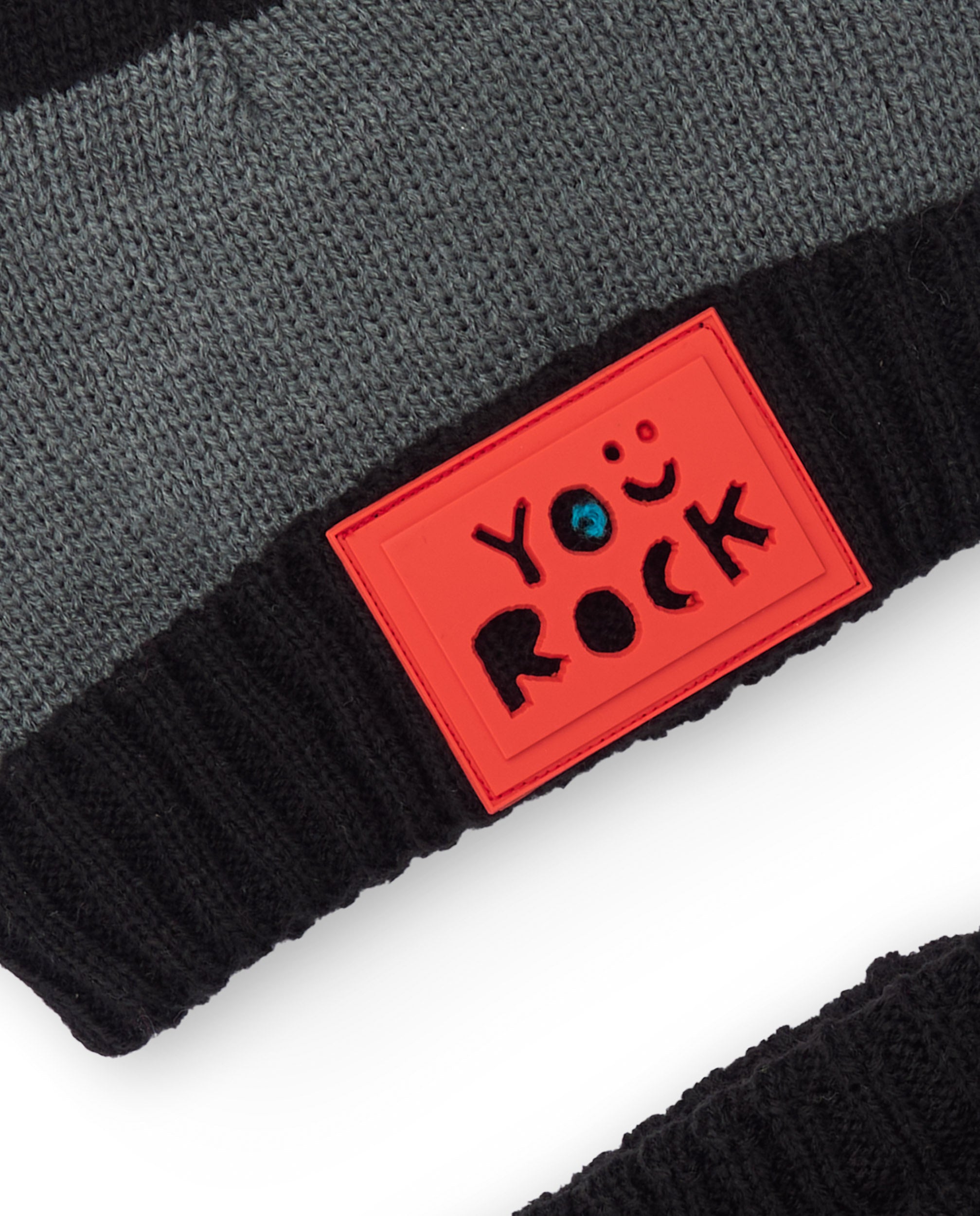 Set de gorro y braga de punto de niño en color negro y gris con