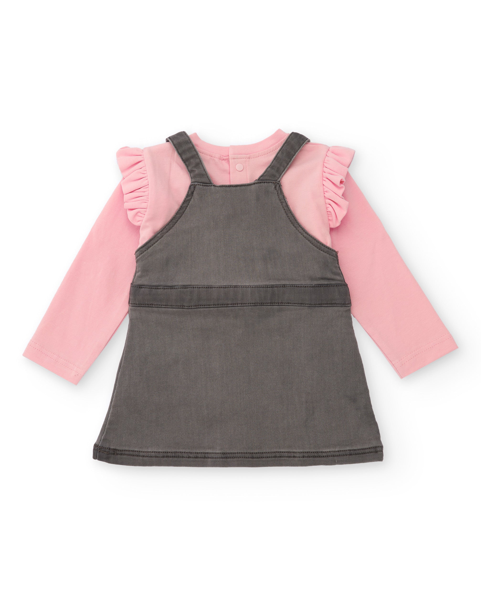 Conjunto para recién nacido de camiseta rosa con volantes y