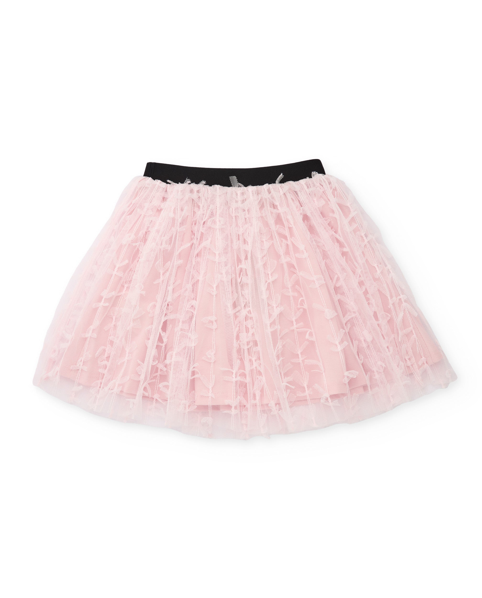 Falda de tul rosa para niña con bordados y cintura elástica