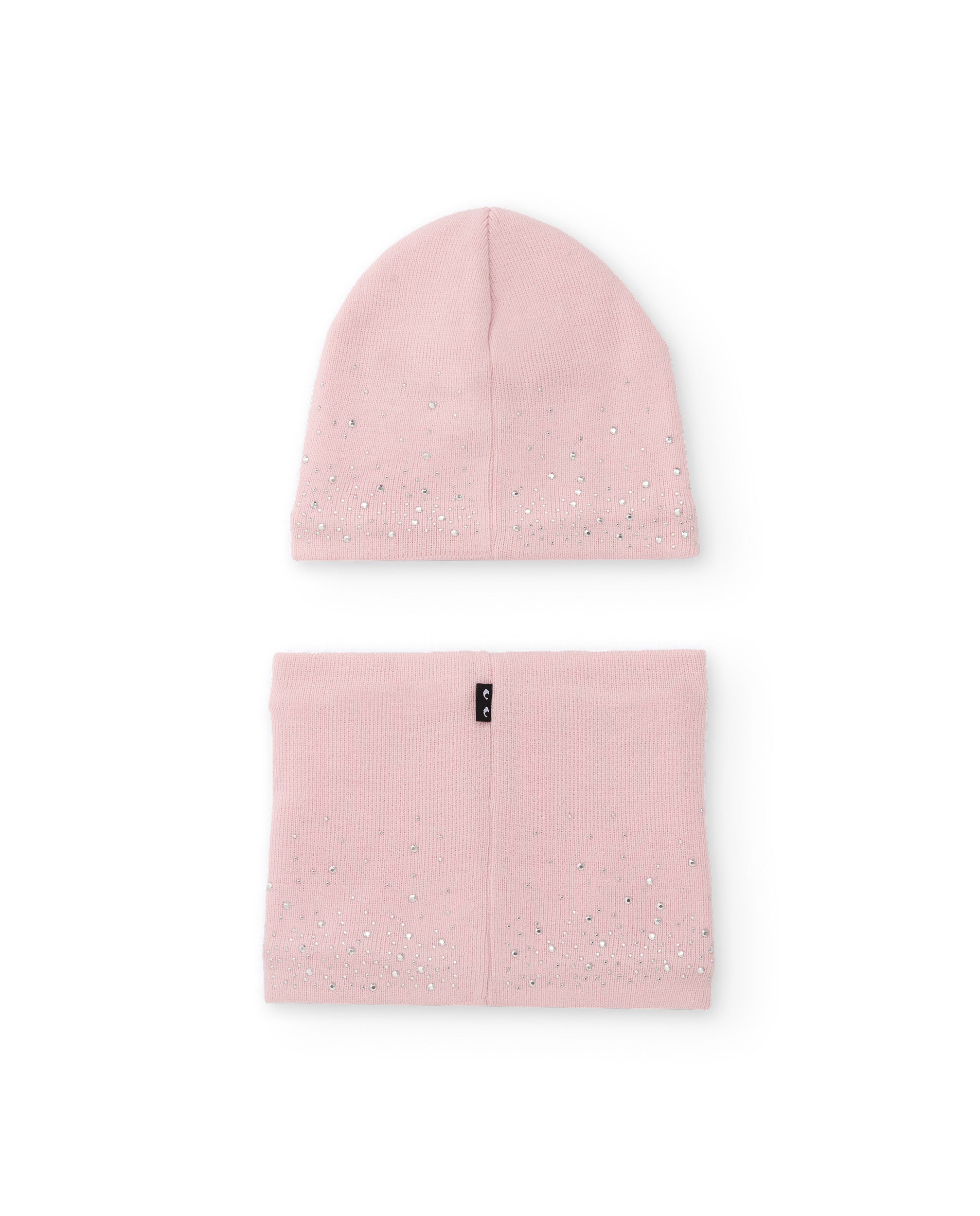 Set de niña con gorro rosa y braga de cuello con detalles de