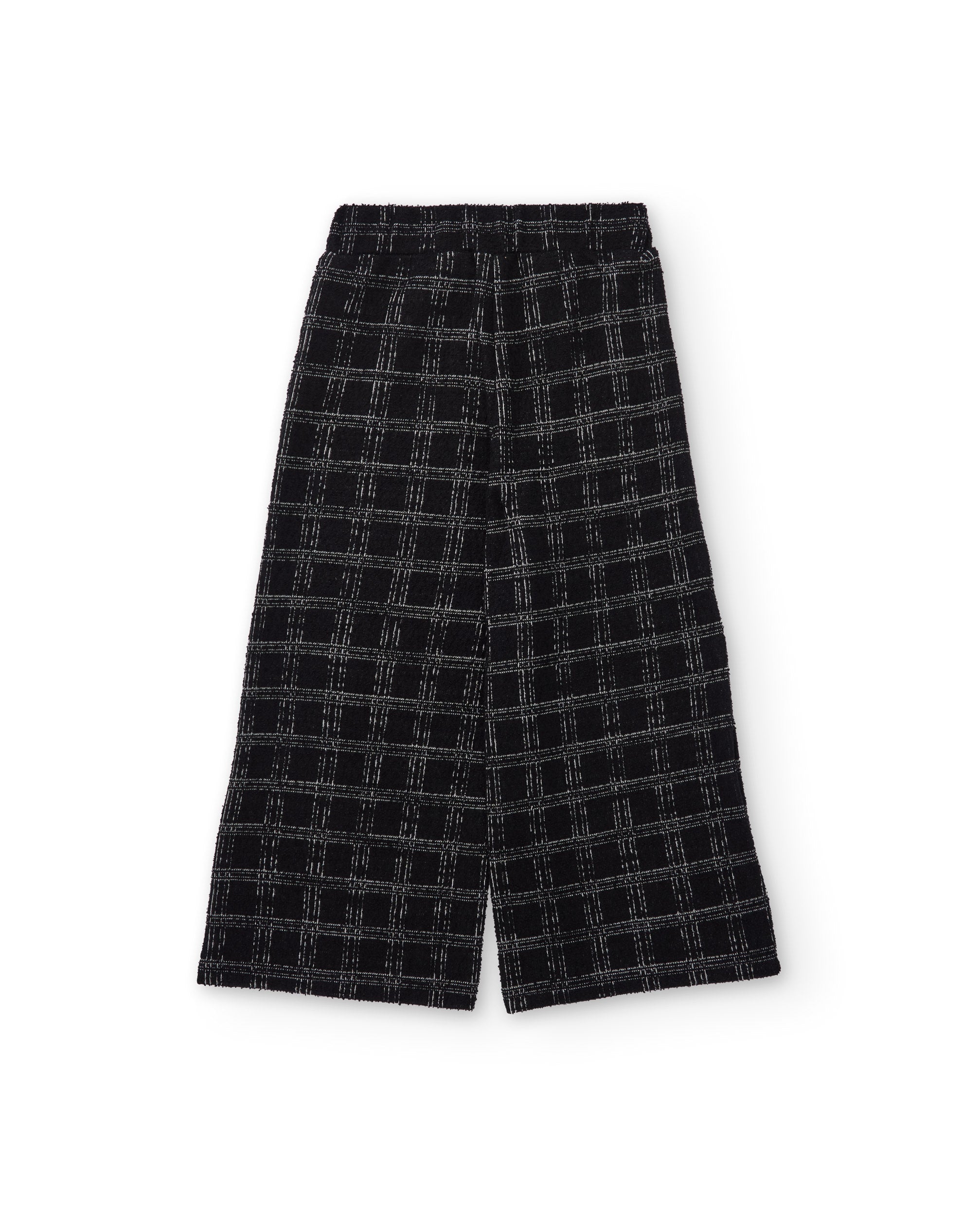 Pantalón de niña en tweed negro con cuadros grises