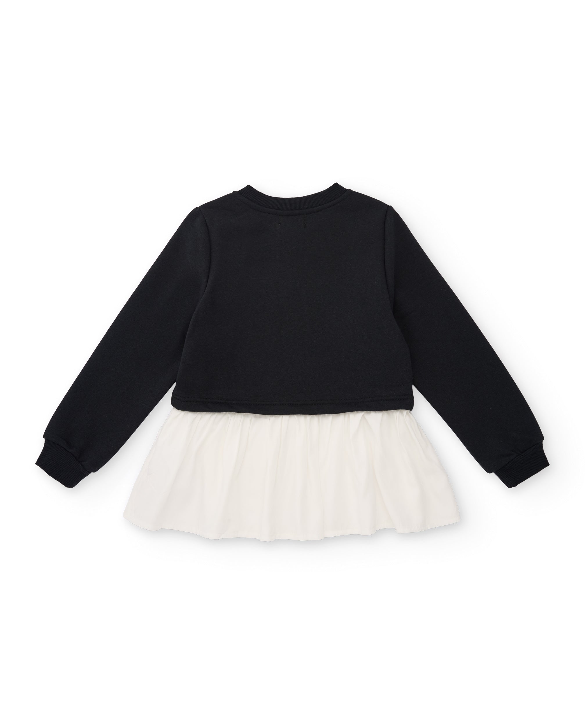 Vestido sudadera de niña en negro con falda blanca