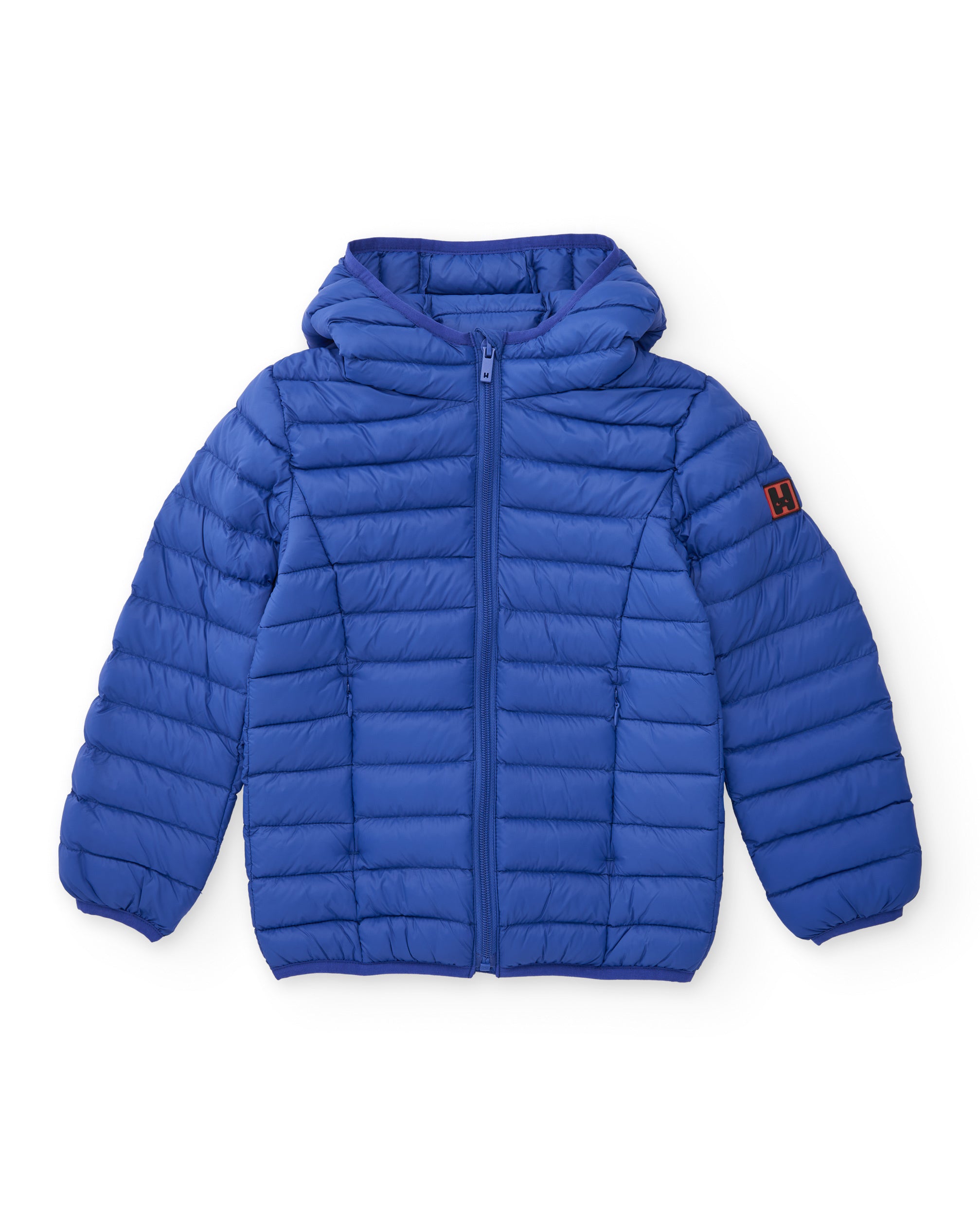 Chaqueta acolchada de niño color azul con capucha