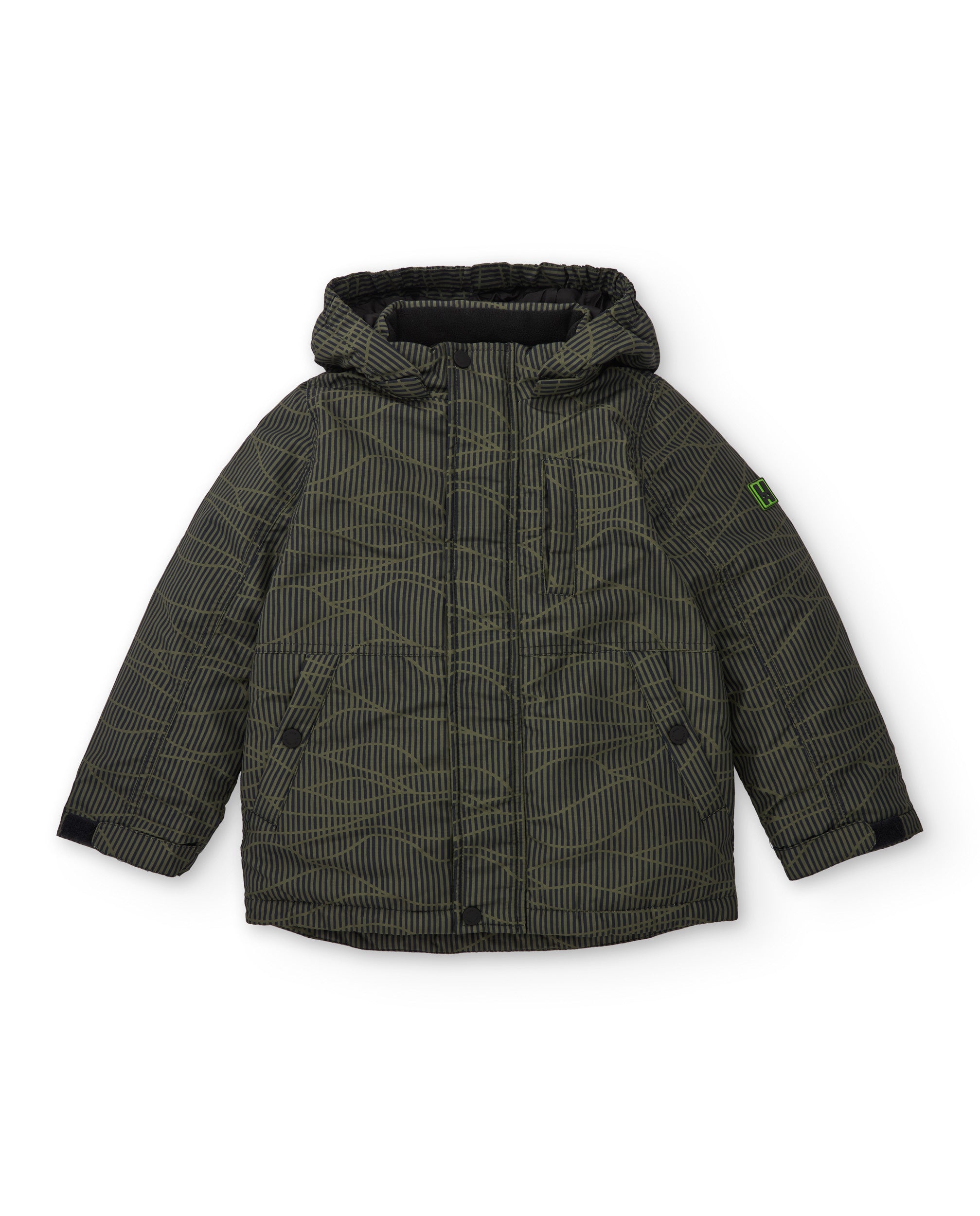 Abrigo acolchado de niño con estampado geométrico verde