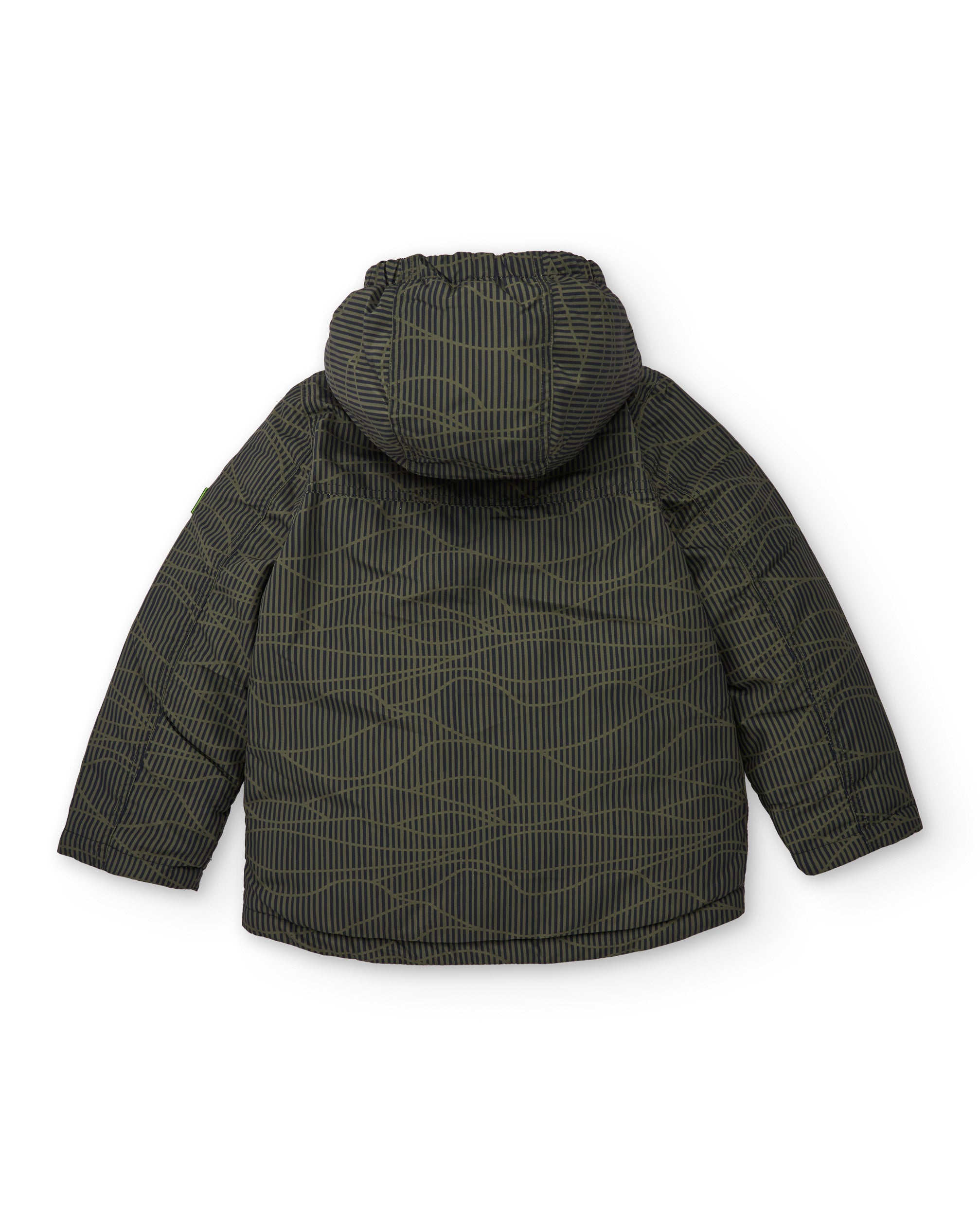 Abrigo acolchado de niño con estampado geométrico verde