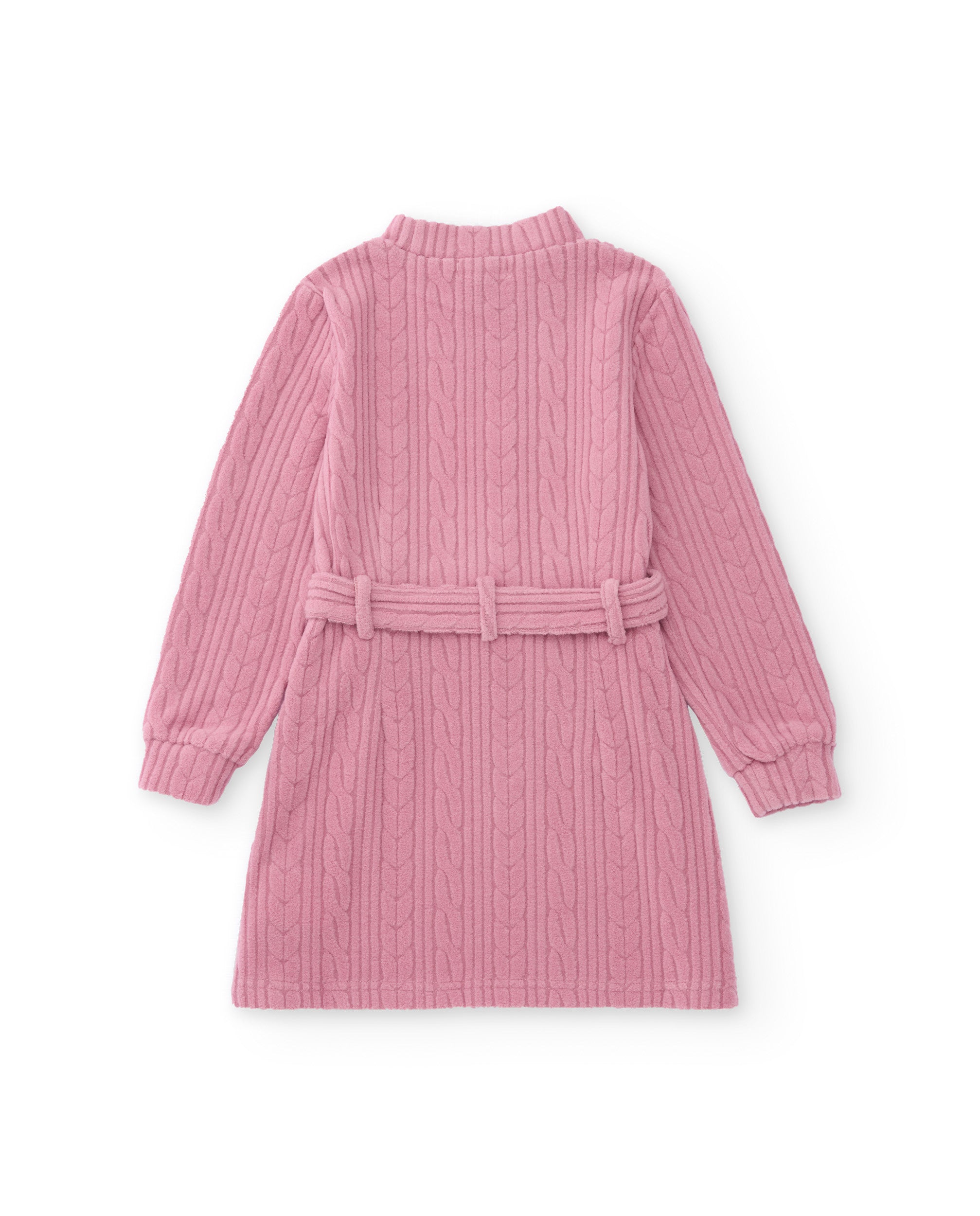 Vestido de punto para niña en rosa con cinturón
