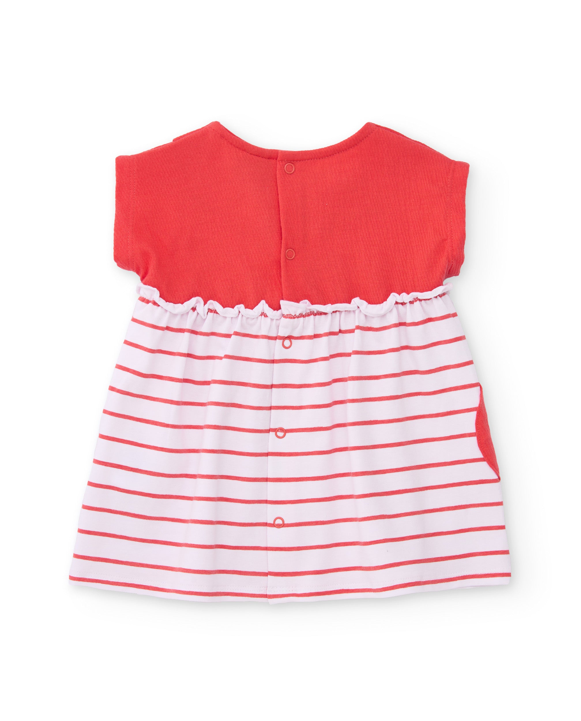 Vestido de recién nacido de punto y bolsillo de fresa