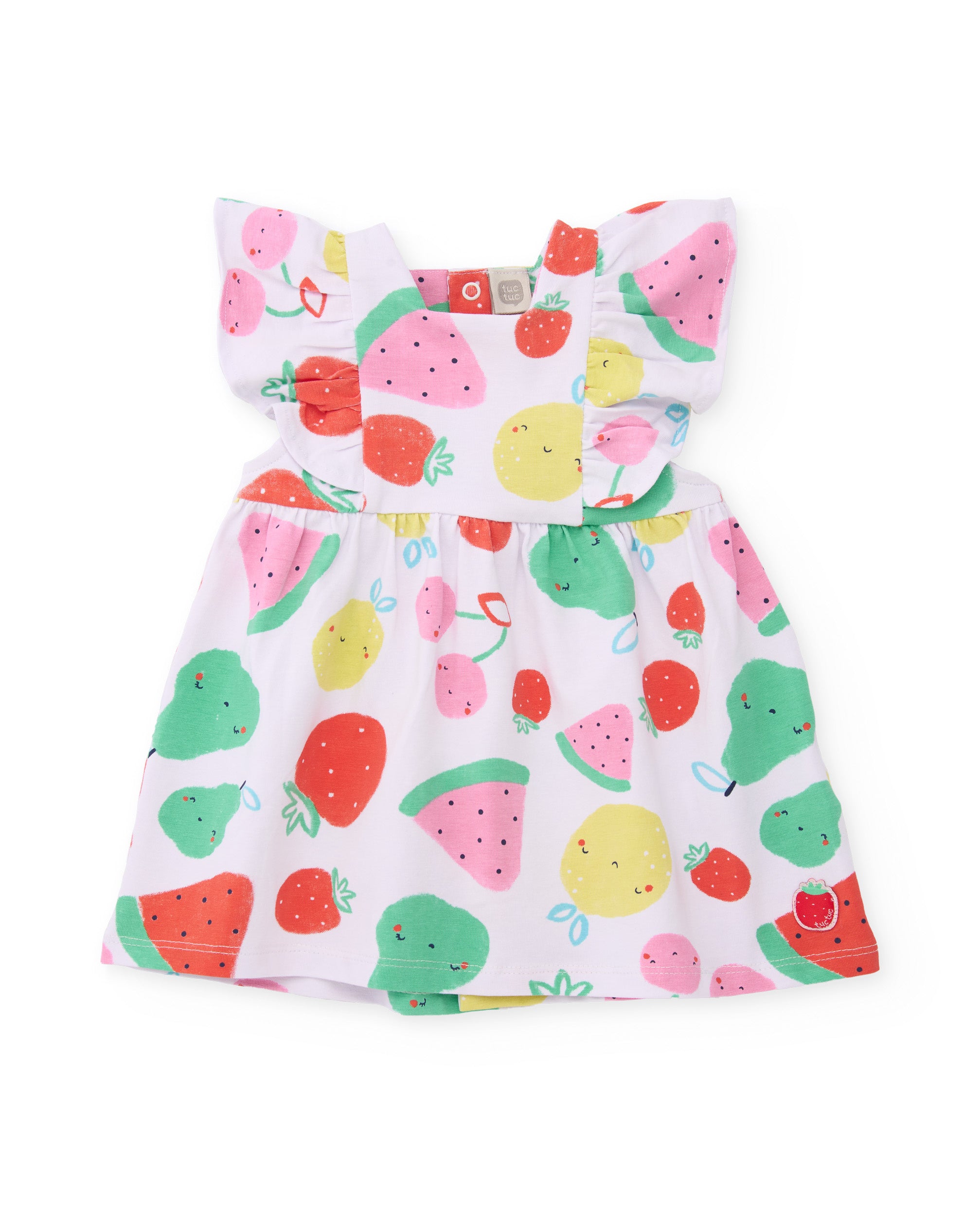 Vestido de recién nacido de punto y diseño de frutas