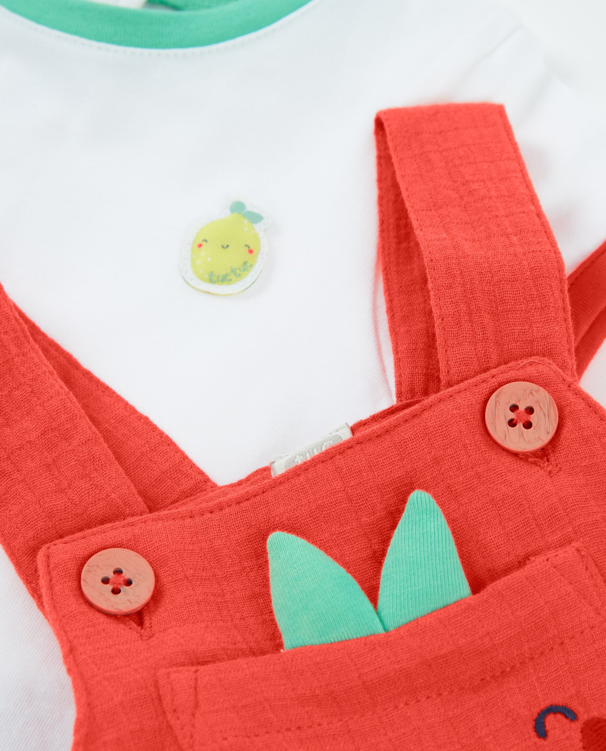 Conjunto de recién nacido de punto y bolsillo frontal de fruta