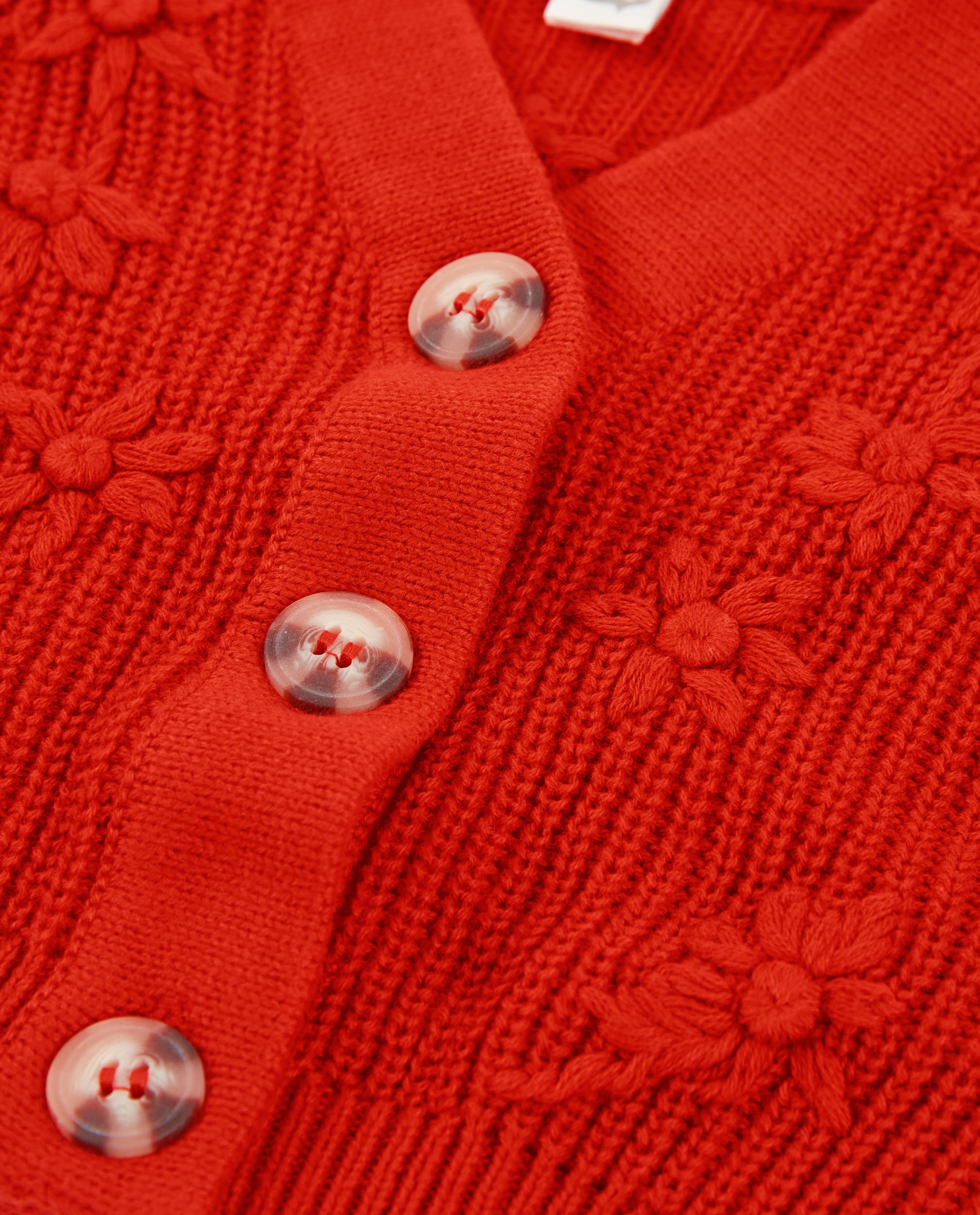 Chaqueta de niña de tricot y relieve de flores