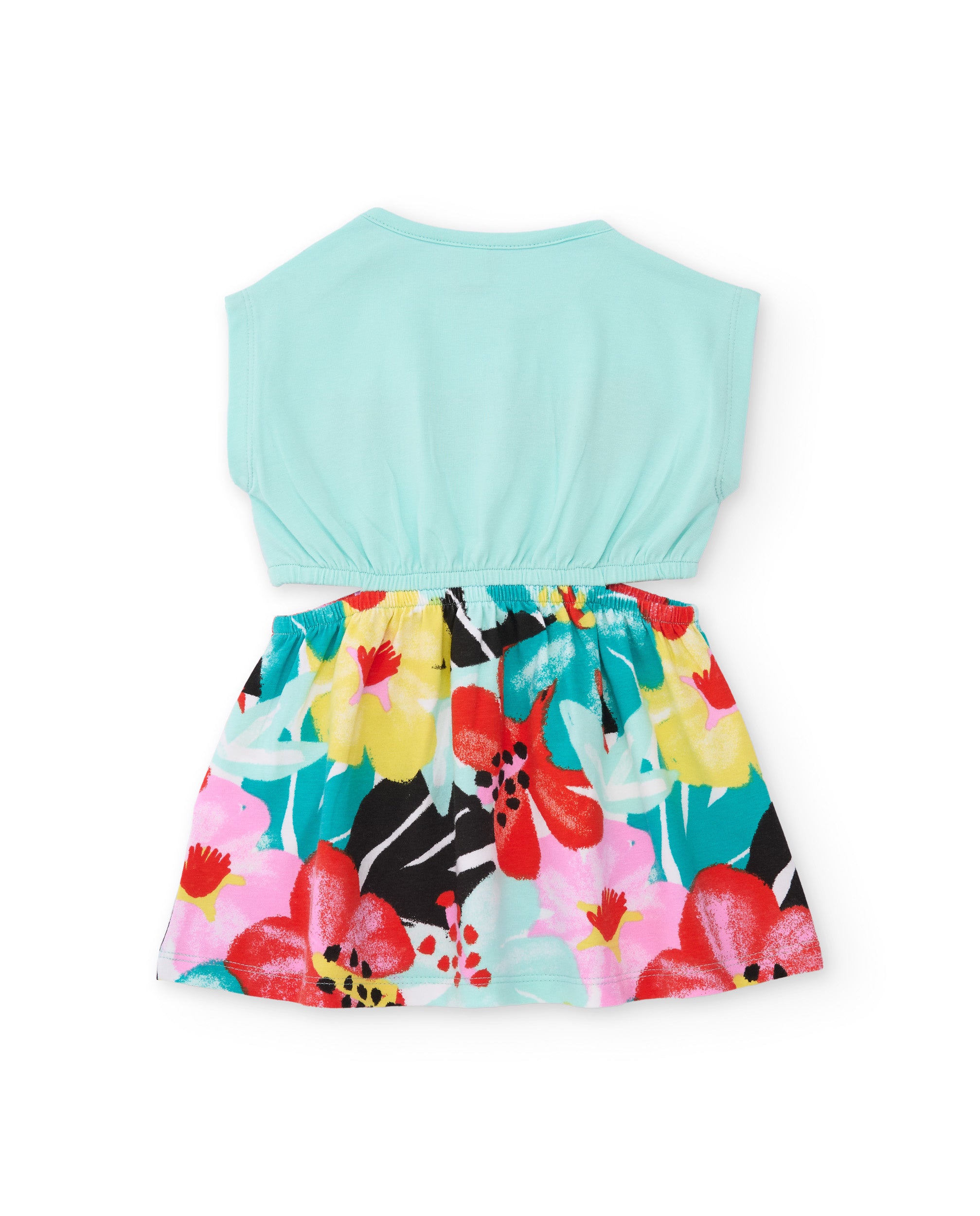 Vestido de niña de punto y flores bordadas