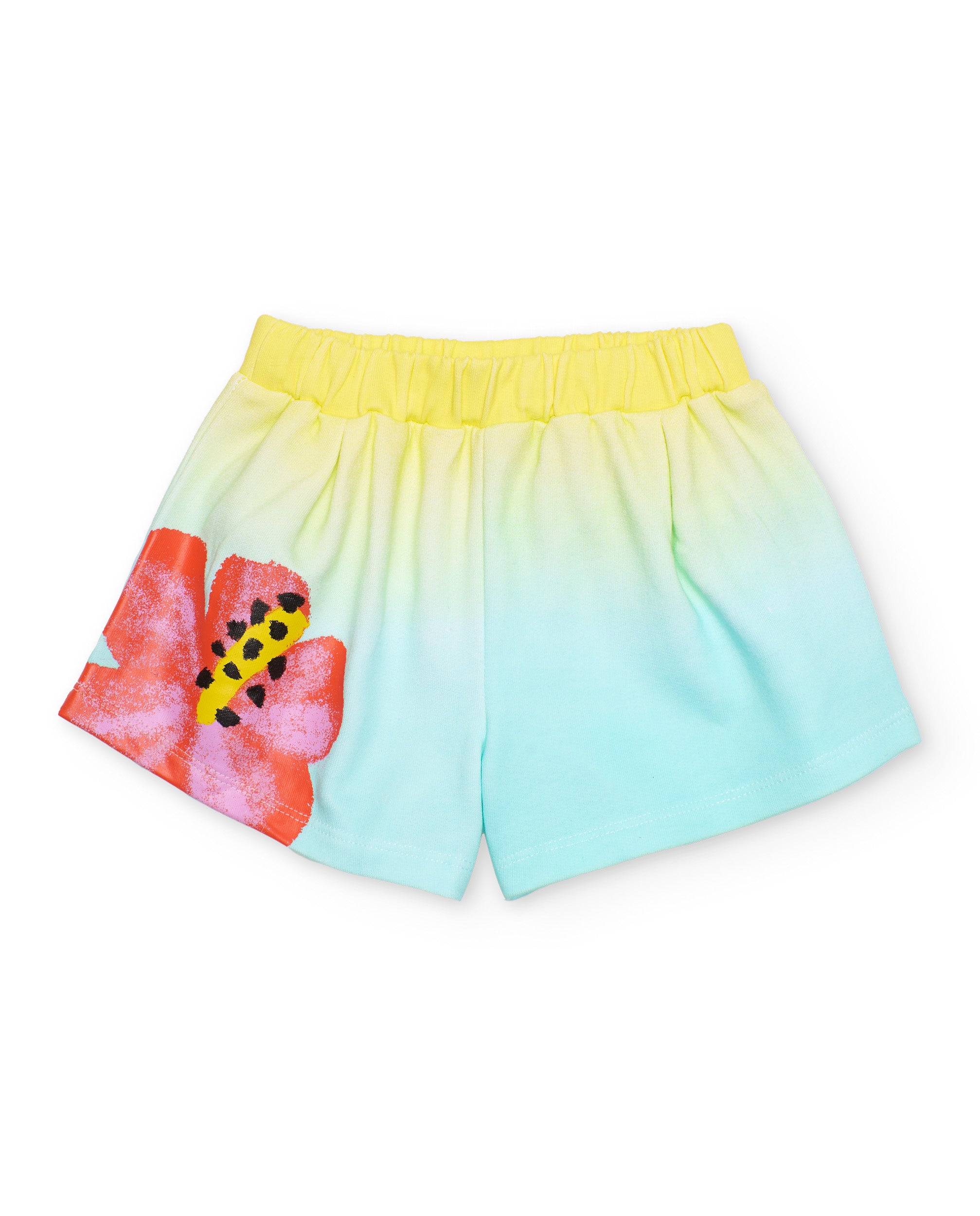 Short de niña de punto y flor estampada