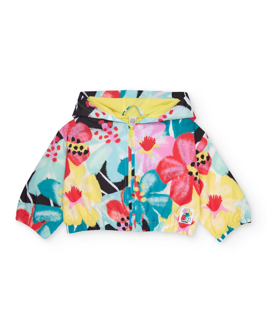Chaqueta de niña de plana y estampado floral