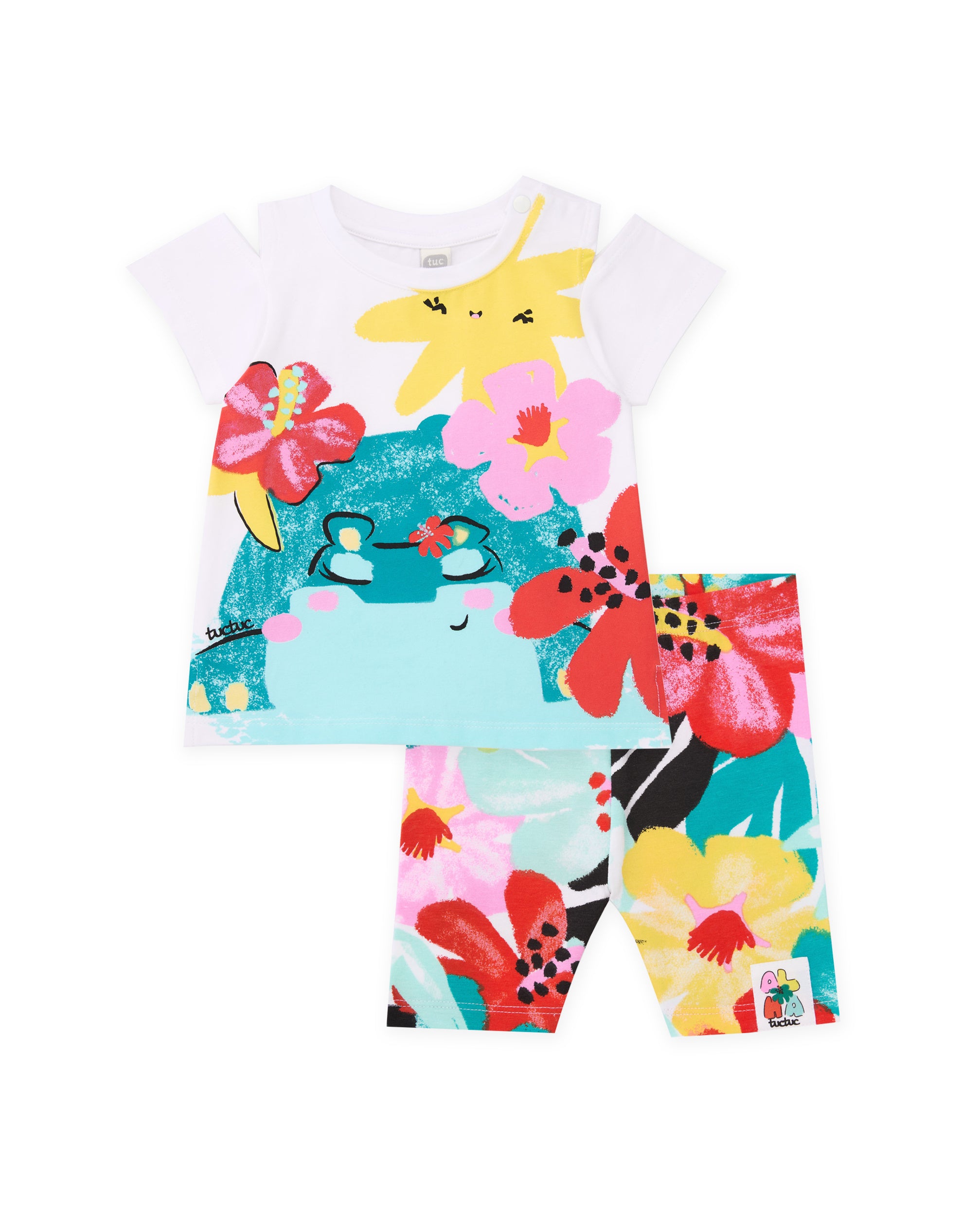Conjunto de niña de punto y diseño floral