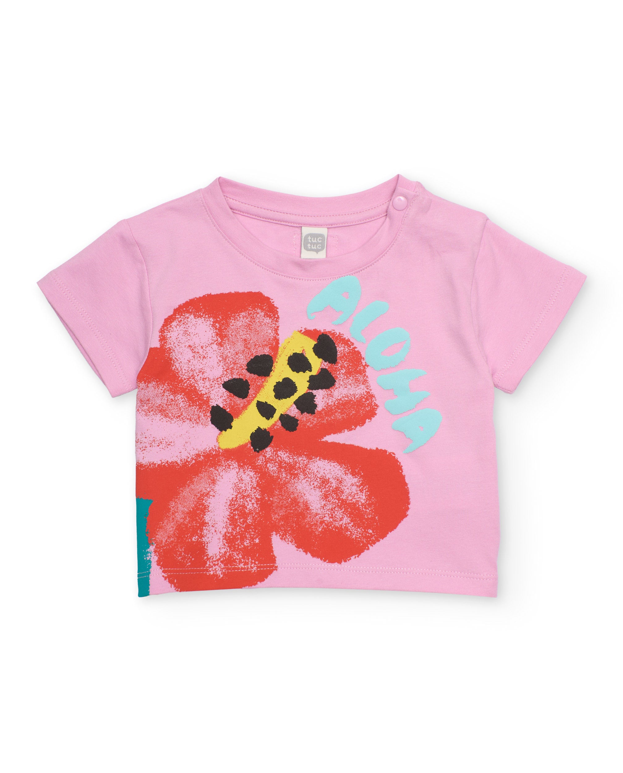 Camiseta de niña de punto y gran estampado floral