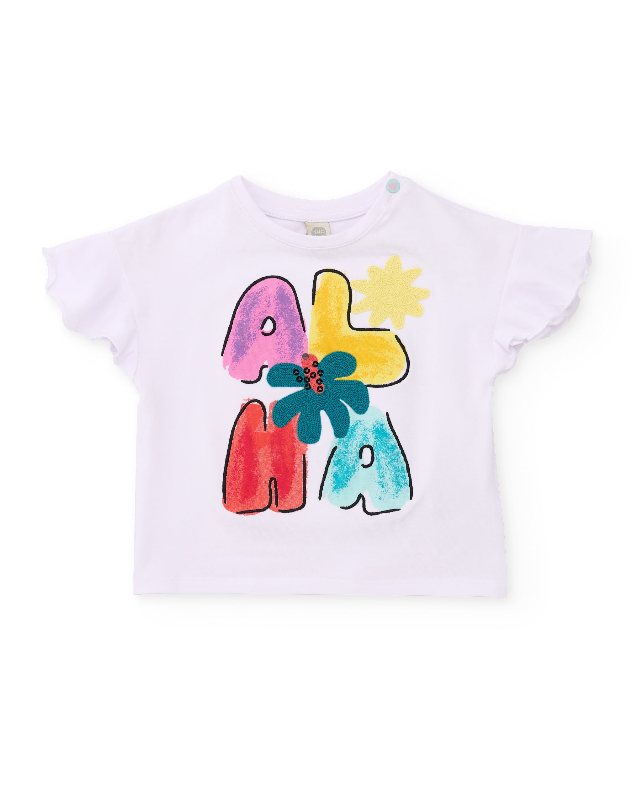 Camiseta de niña de punto y manga con volante