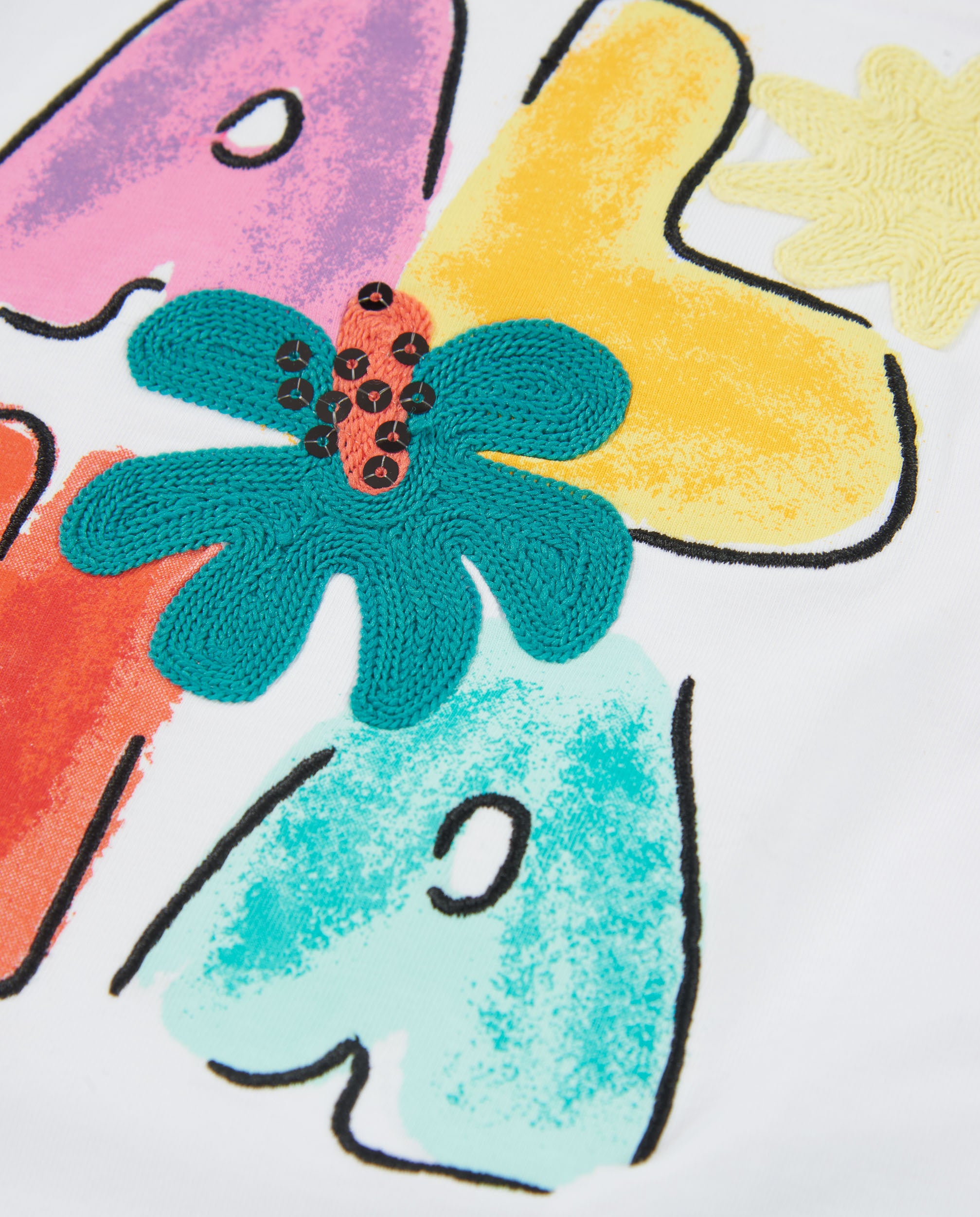 Camiseta de niña de punto y manga con volante