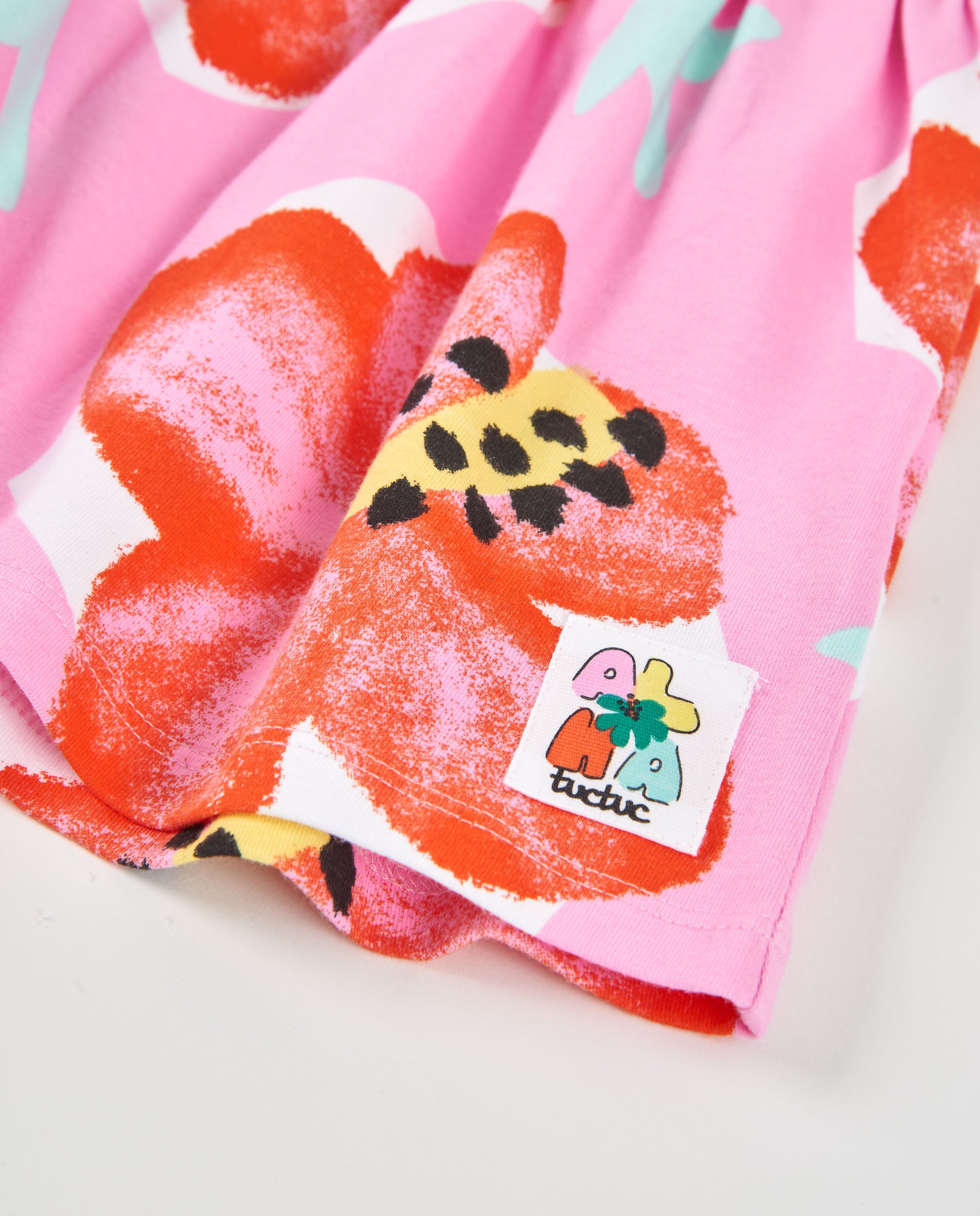 Vestido de niña de punto y estampado de flores grandes