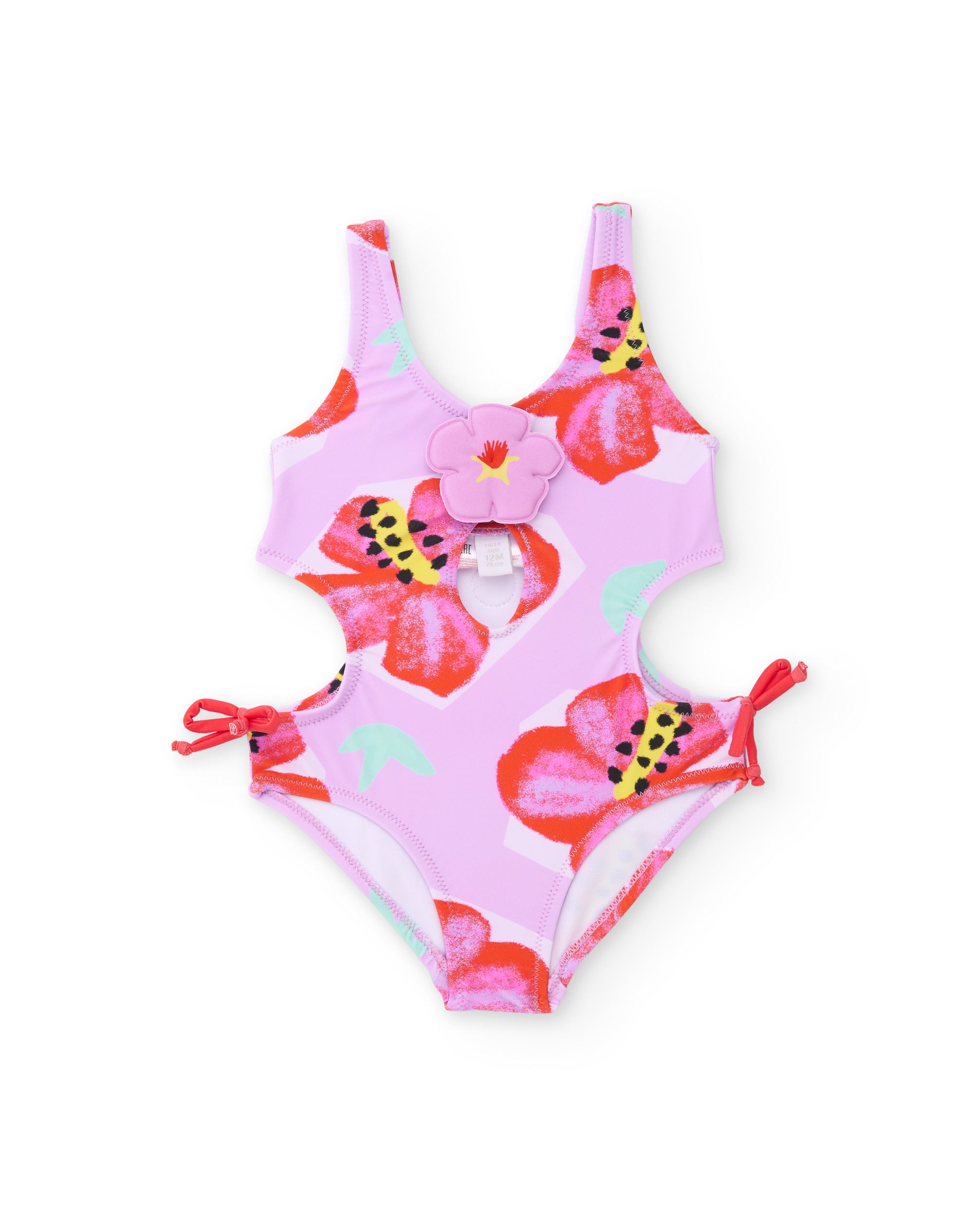 Bañador de niña de punto y apliques en relieve