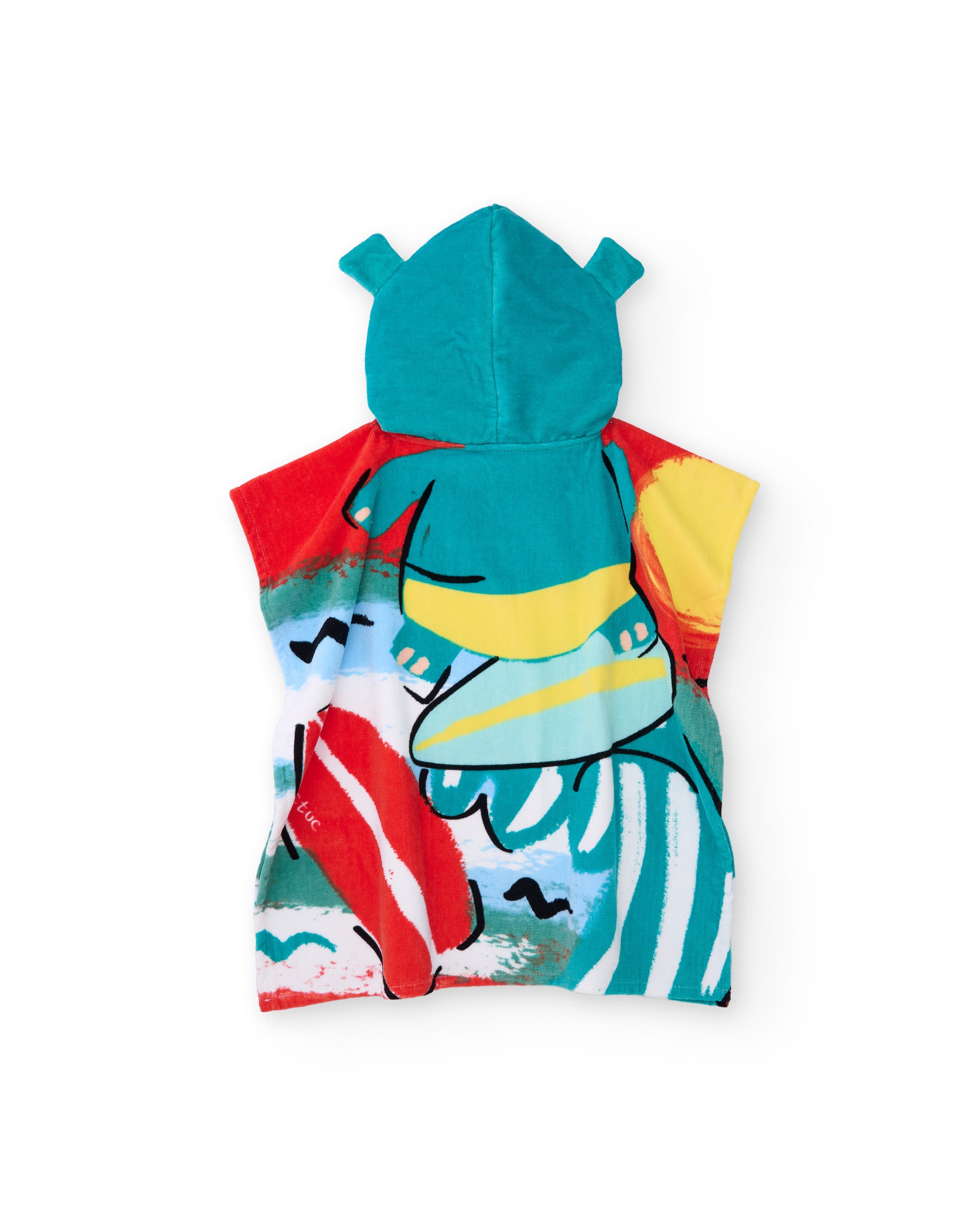 Toalla poncho de niño de punto y apliques en relieve