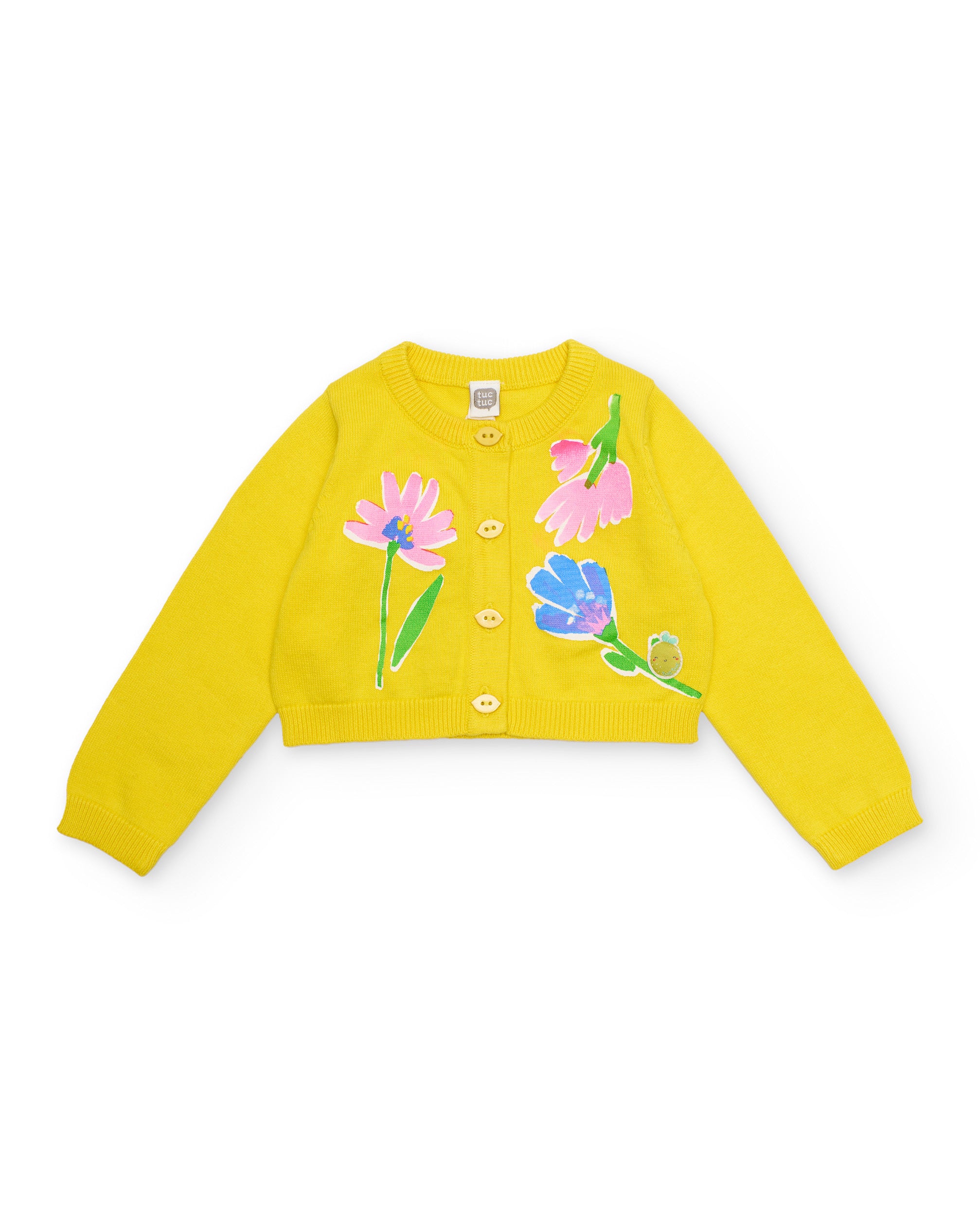 Chaqueta de niña de tricot con estampado floral