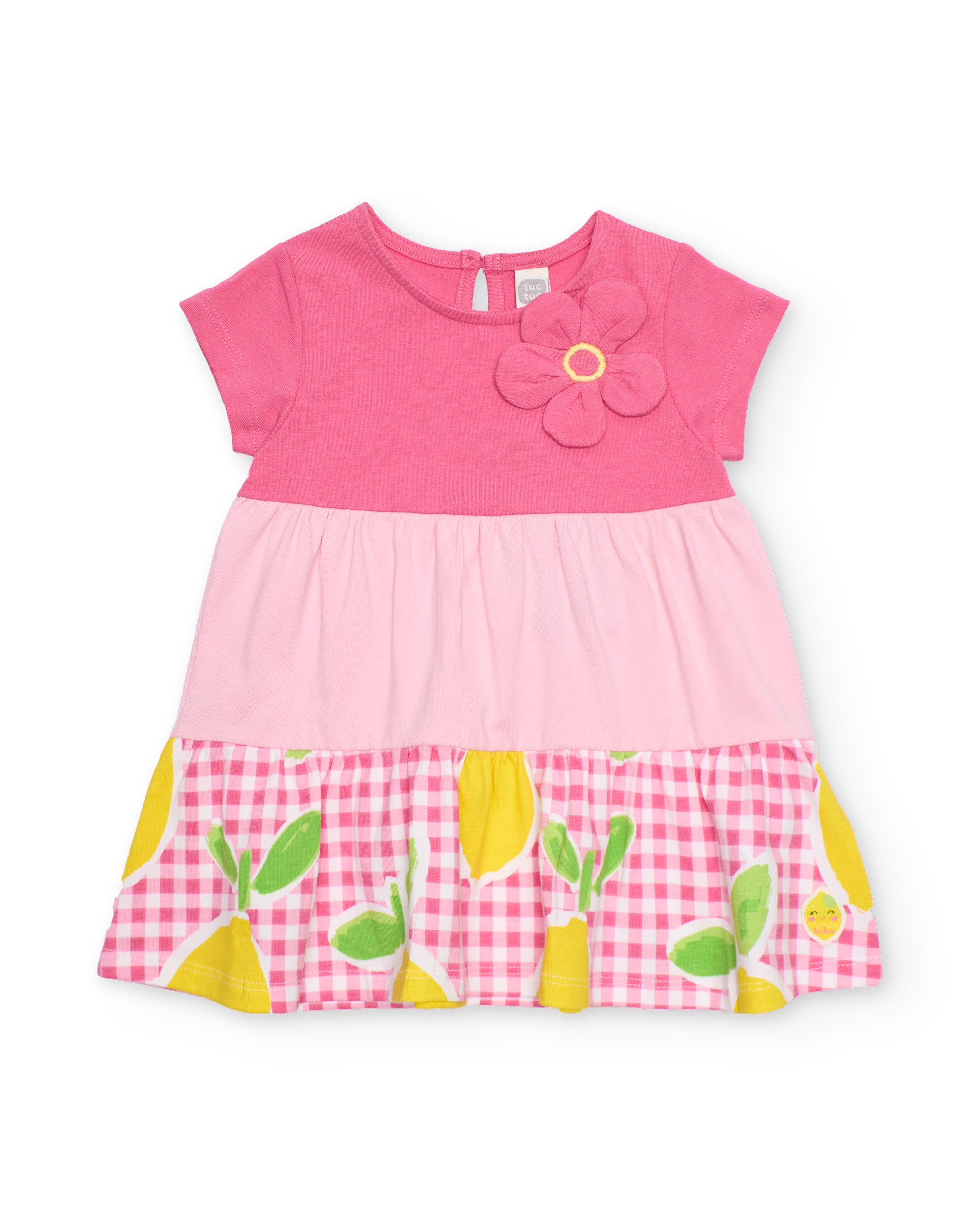 Vestido de niña de punto y flor aplicada