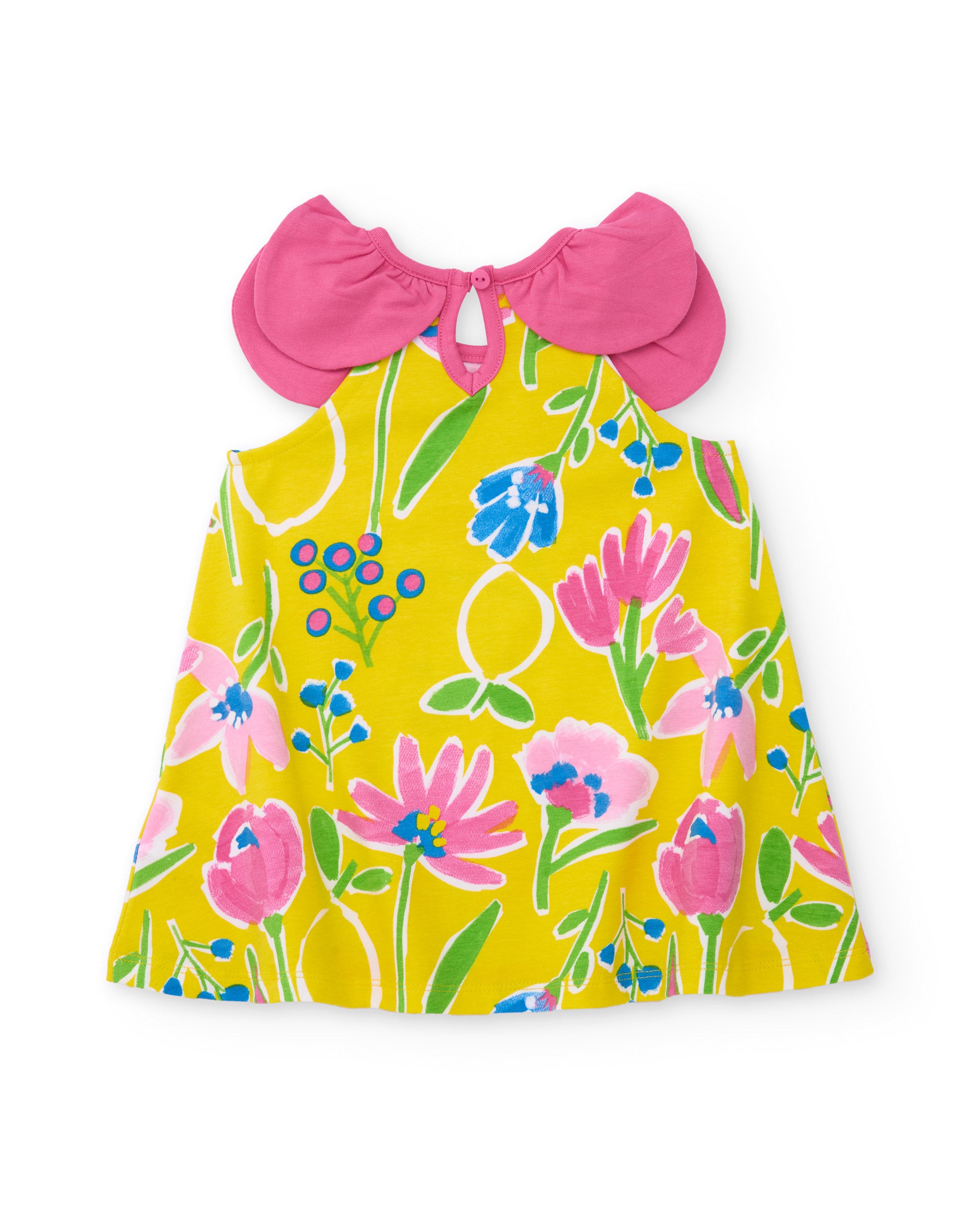 Vestido de niña de punto y cuello pétalo