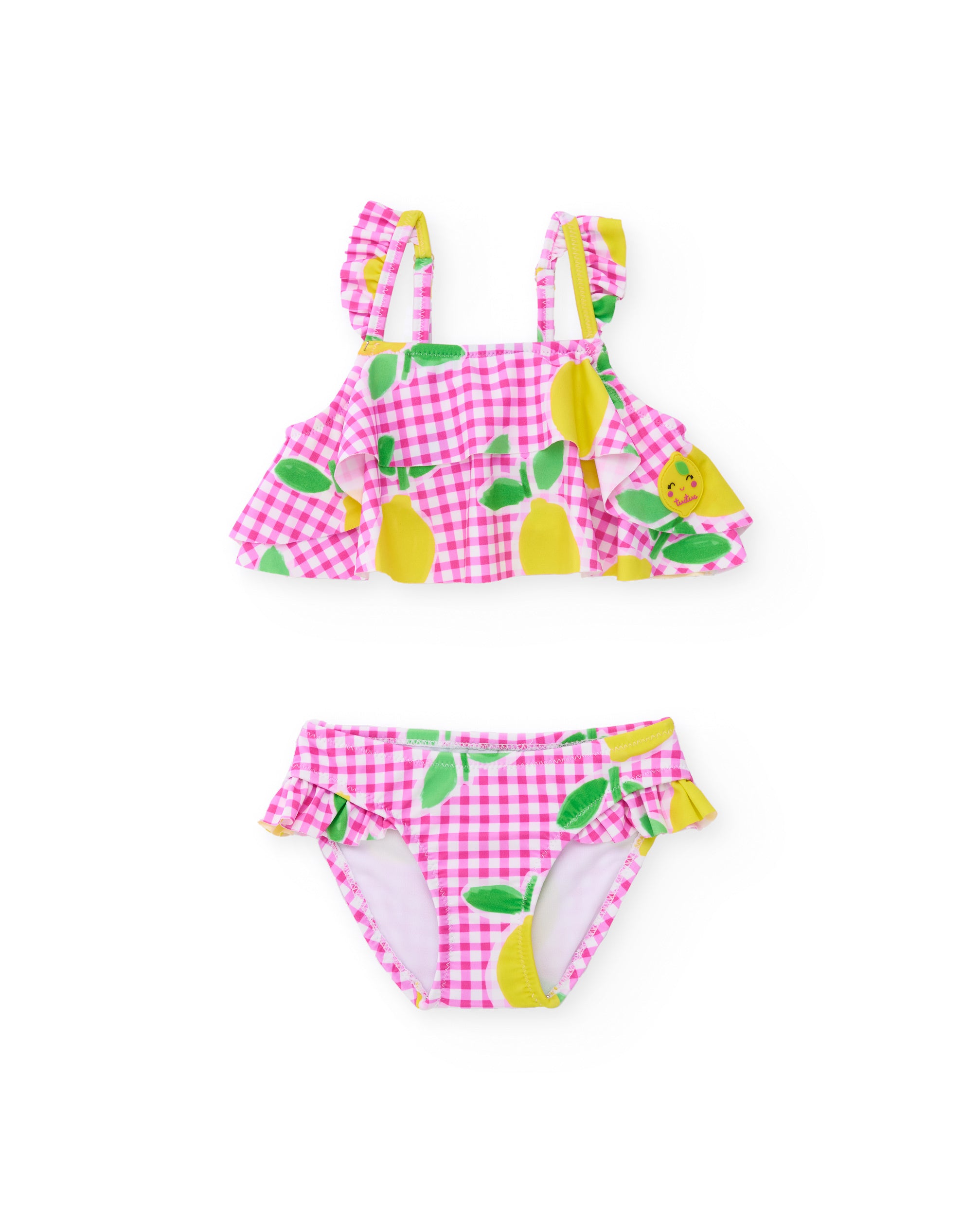 Bikini de niña de punto en fondo vichy