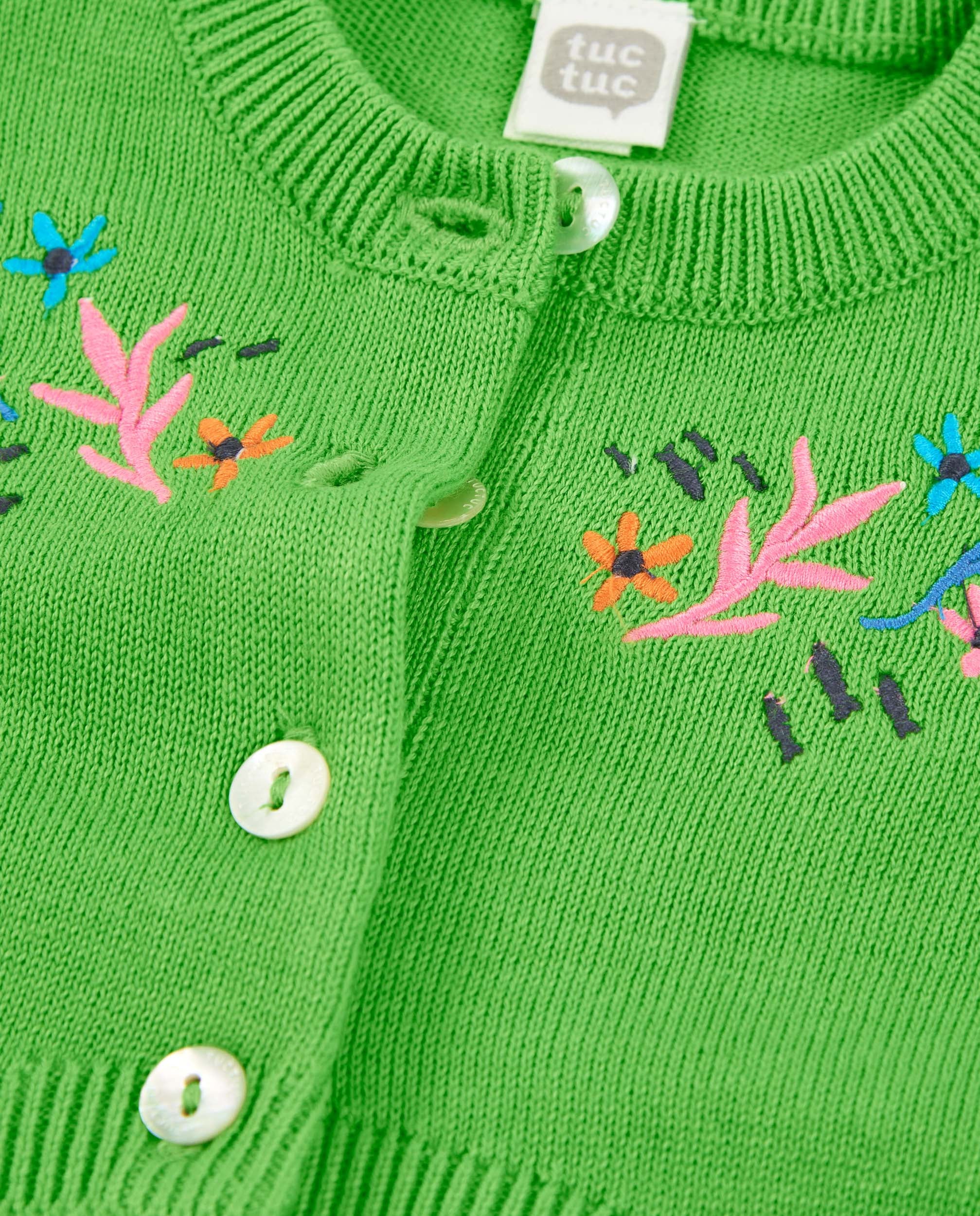 Chaqueta de niña de tricot con bordado frontal