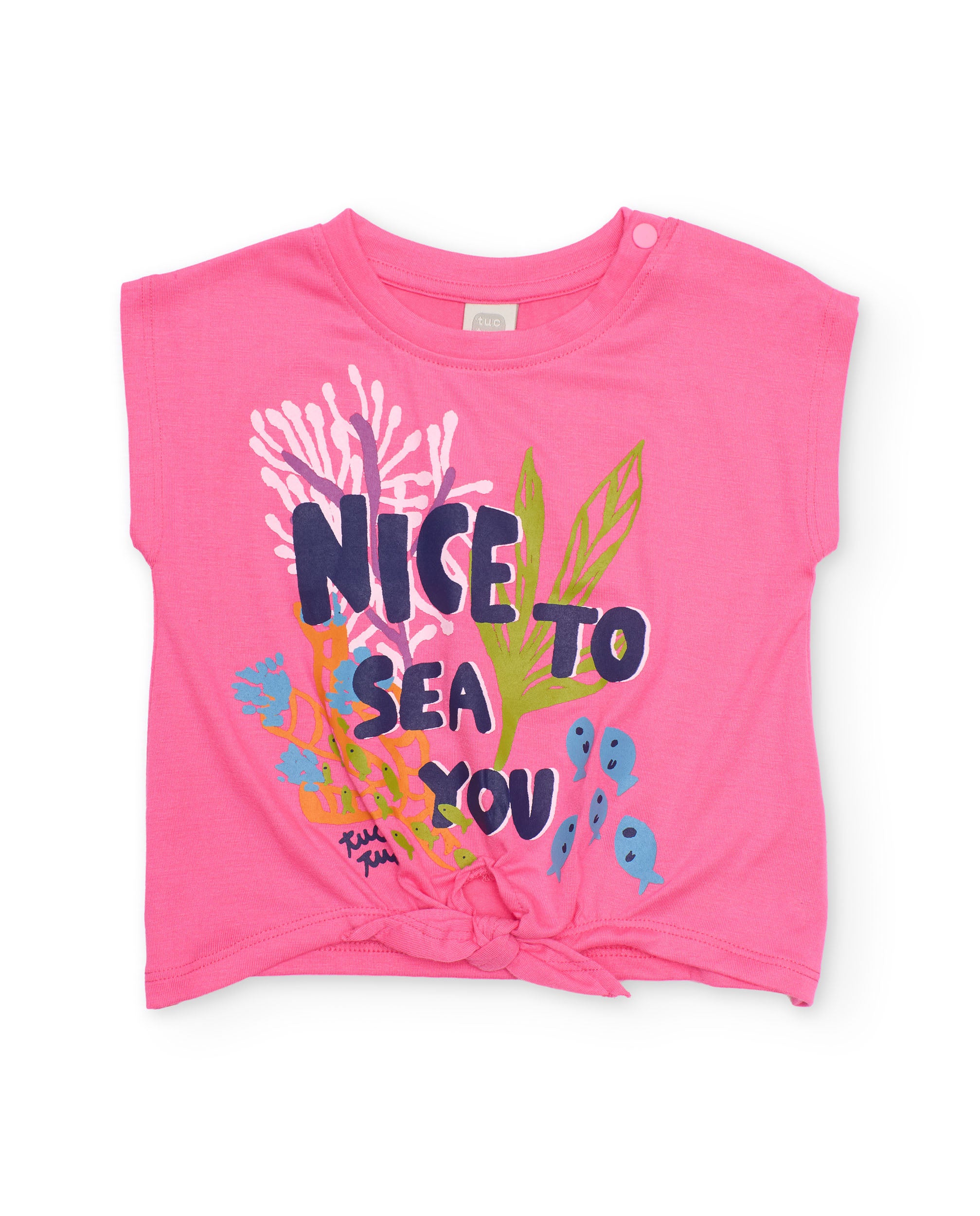 Camiseta de niña de punto con nudo en el bajo