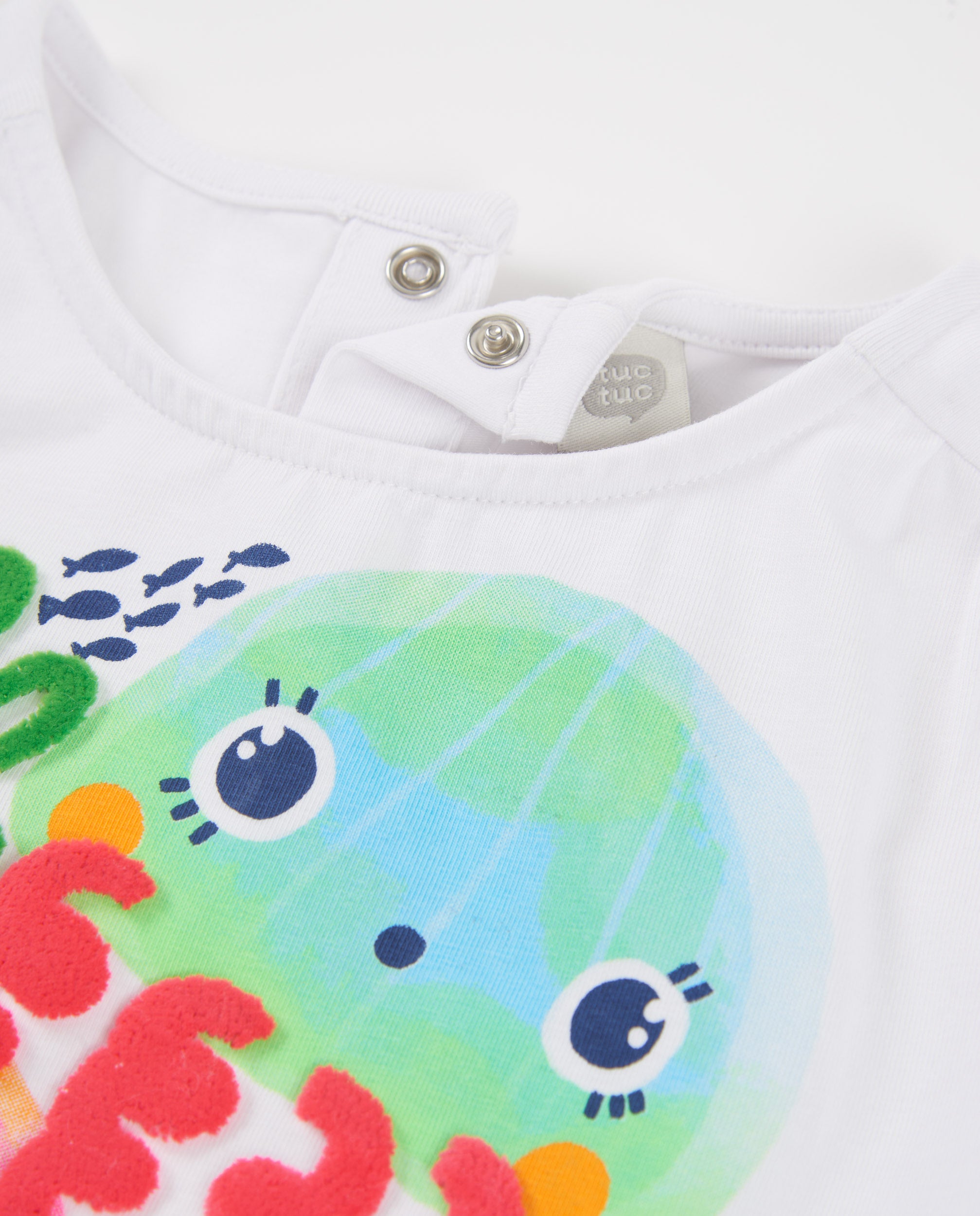 Camiseta de niña de punto y detalles oceánicos