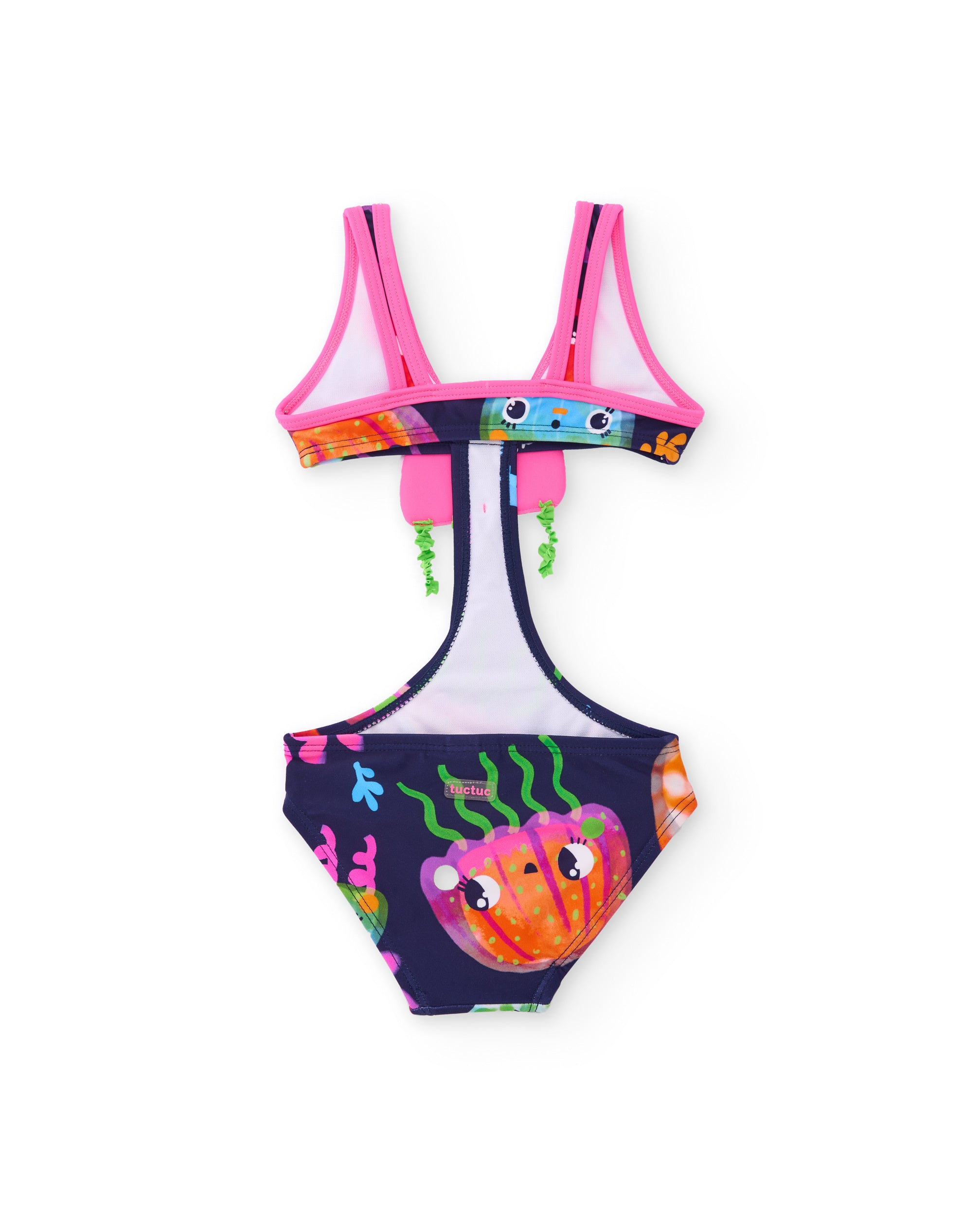 Bañador de niña de punto y apliques de medusas