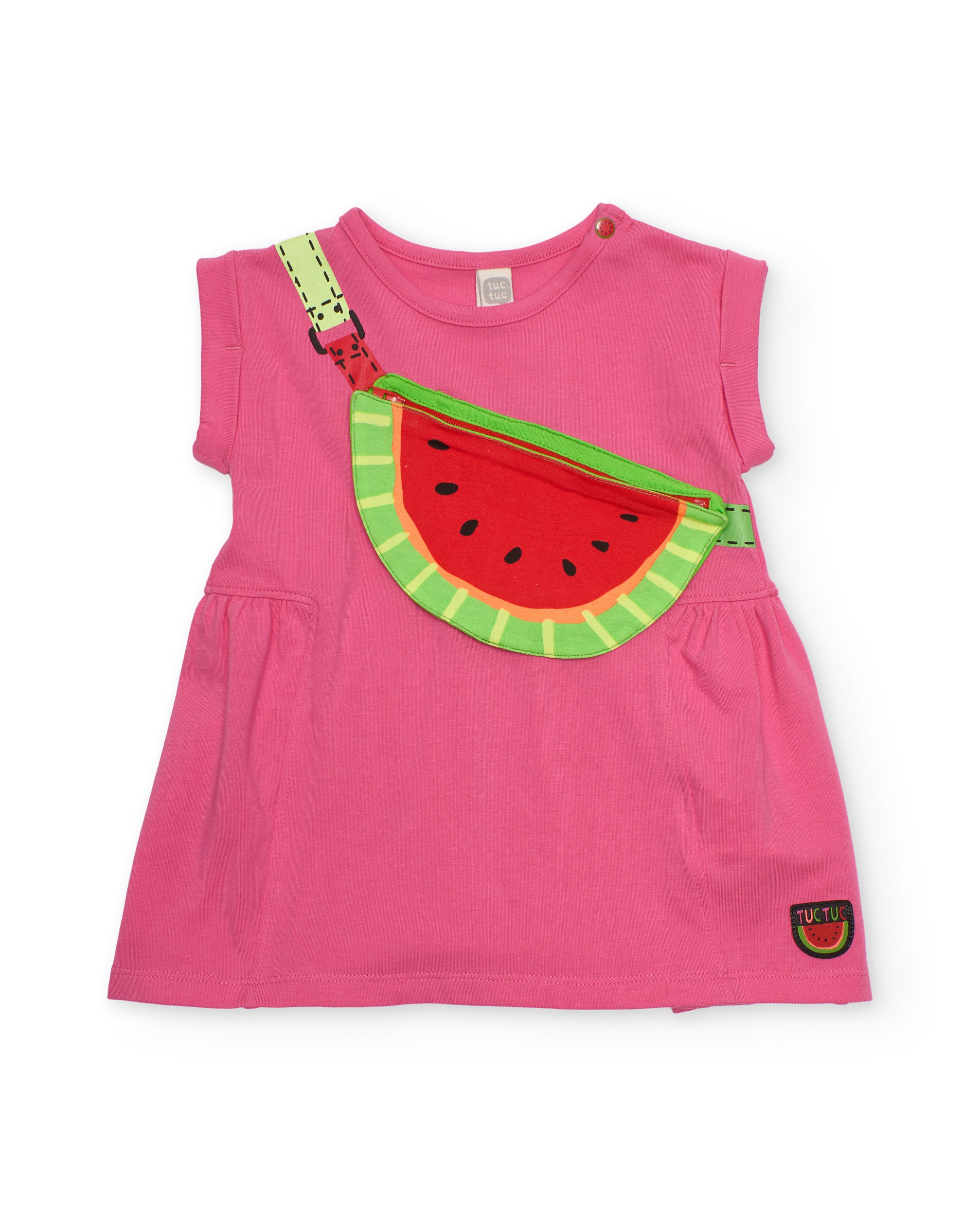 Vestido de niña de punto con aplicación de sandía