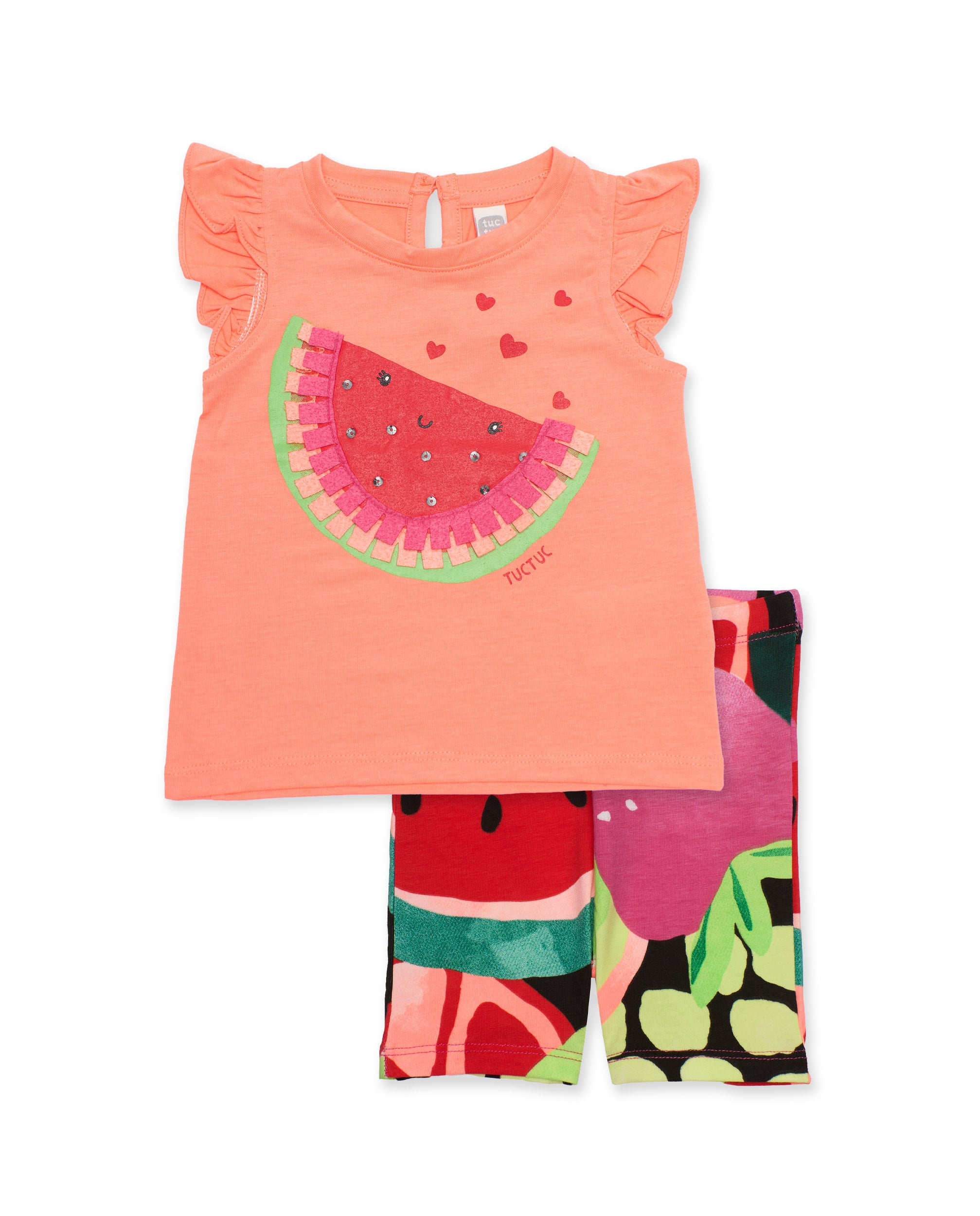 Conjunto de niña de punto con motivo de sandía