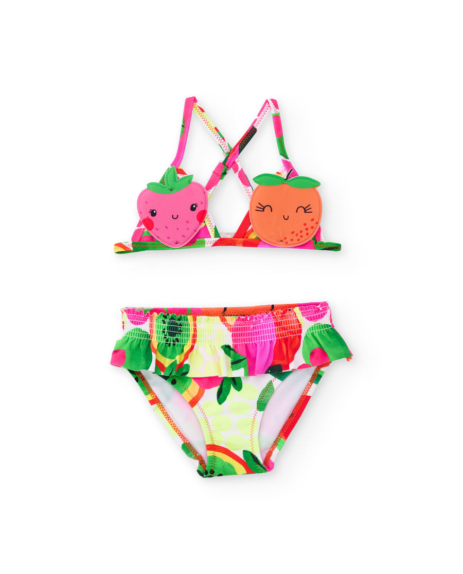 Bikini de niña de punto con frutas acolchadas