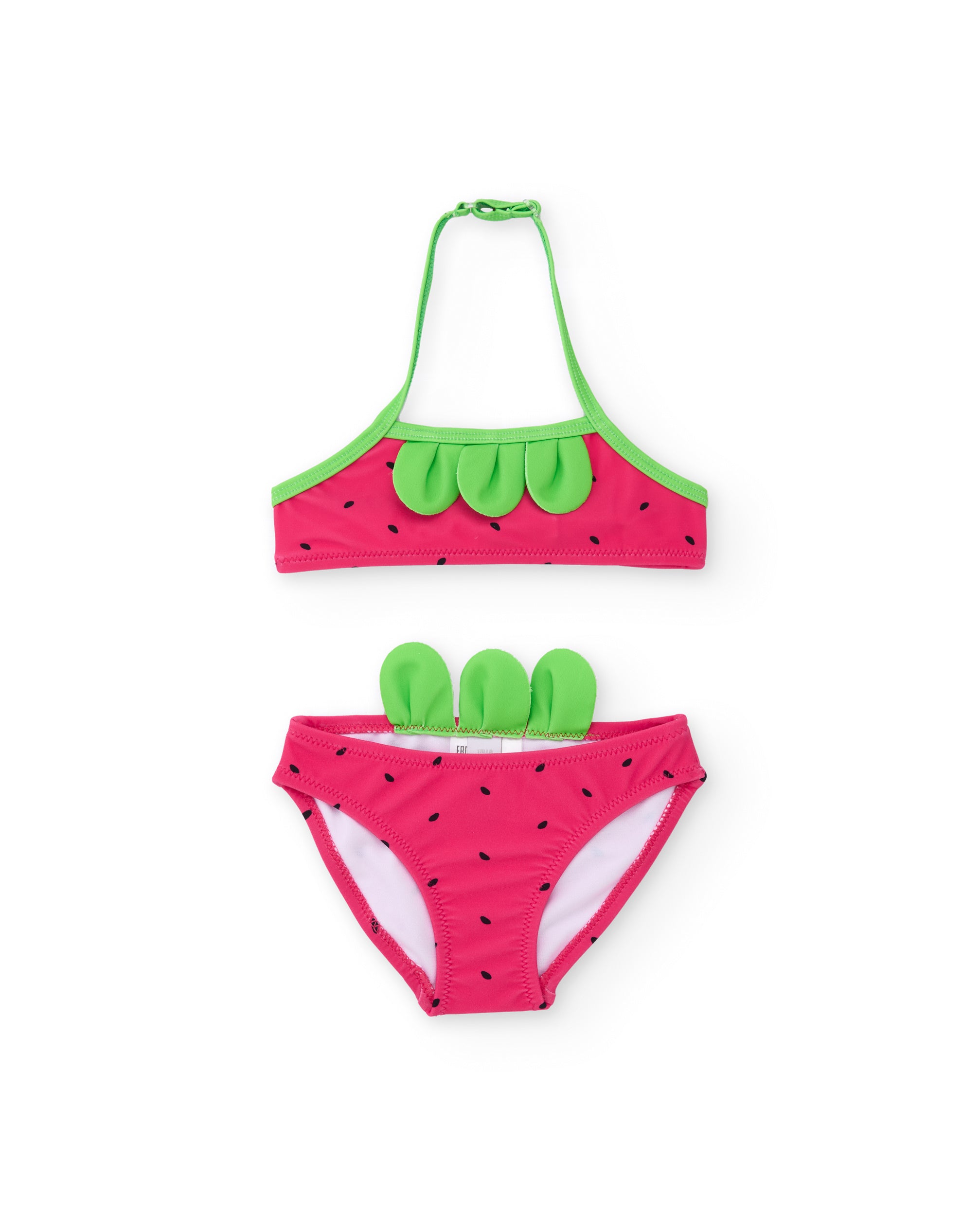 Bikini de niña de punto con hojitas en relieve