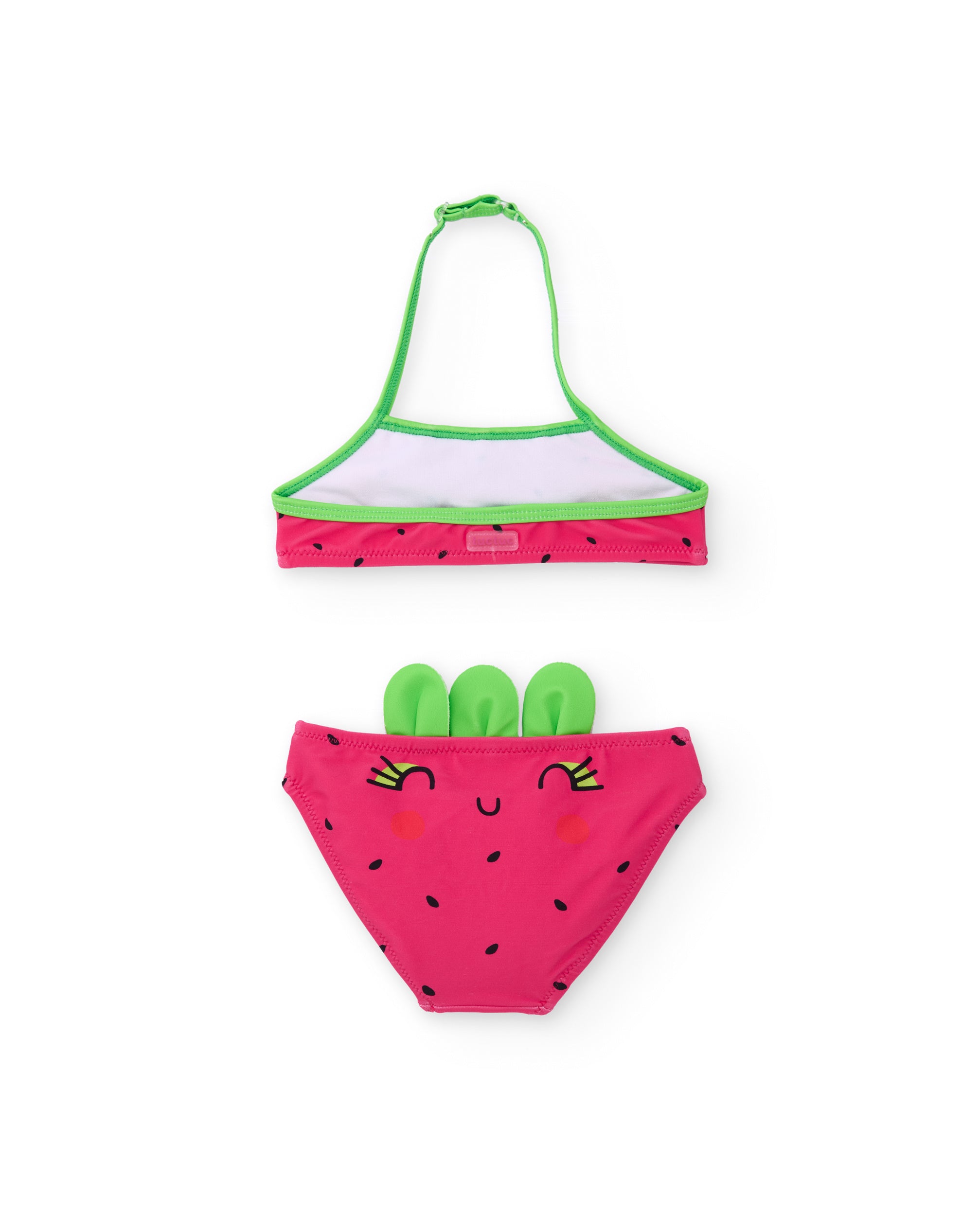Bikini de niña de punto con hojitas en relieve