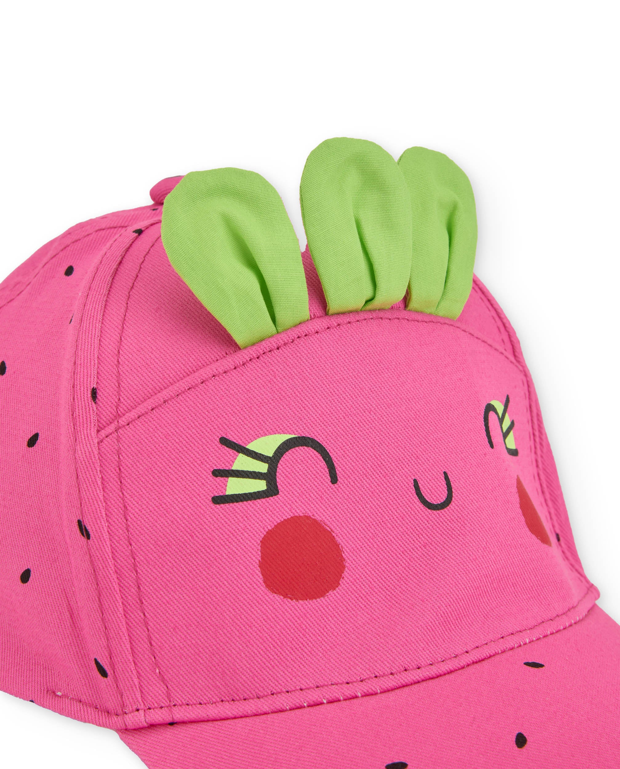 Gorra de niña de plana con hojitas en relieve