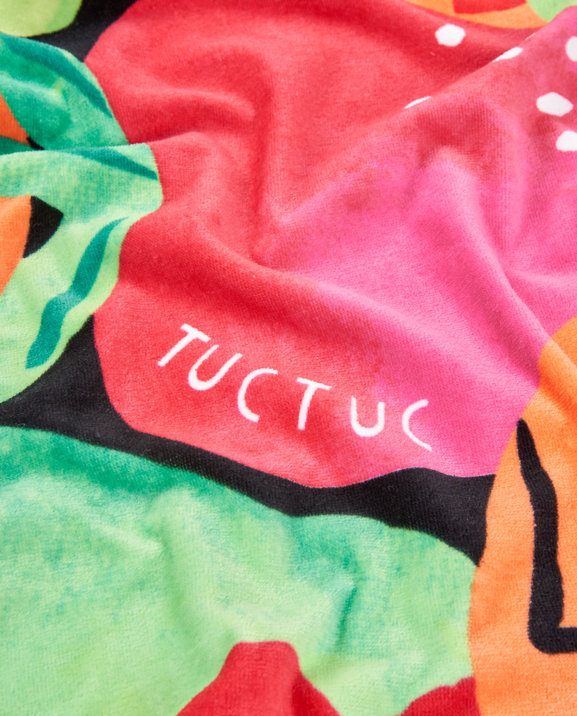 Toalla de niña de punto con estampado de frutas