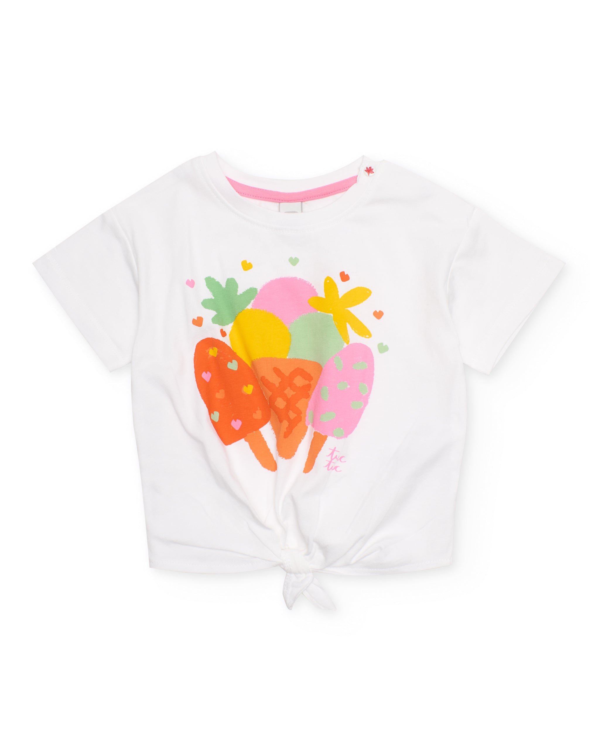 Camiseta de niña de punto con nudo frontal