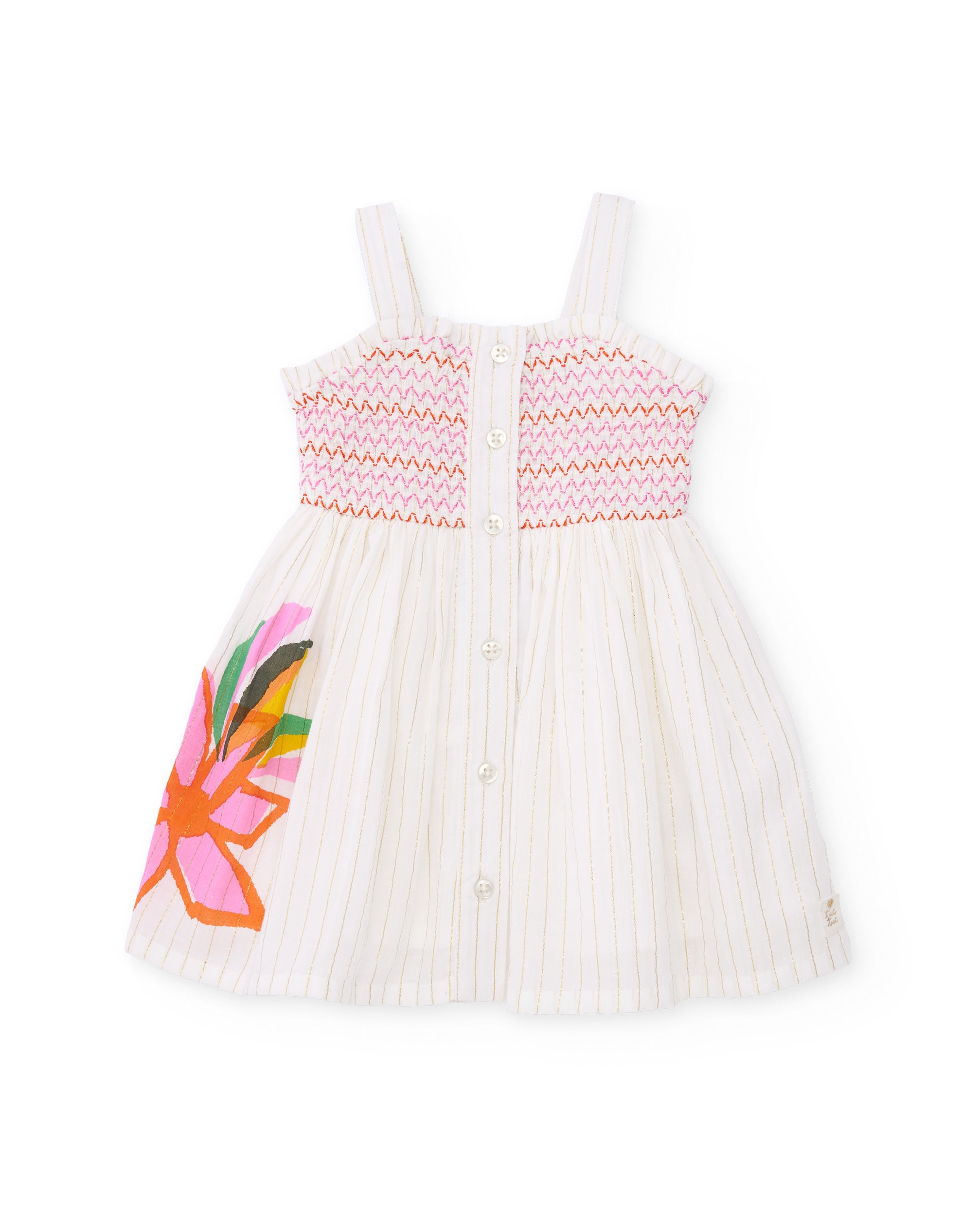 Vestido de niña de plana y panel nido de abeja