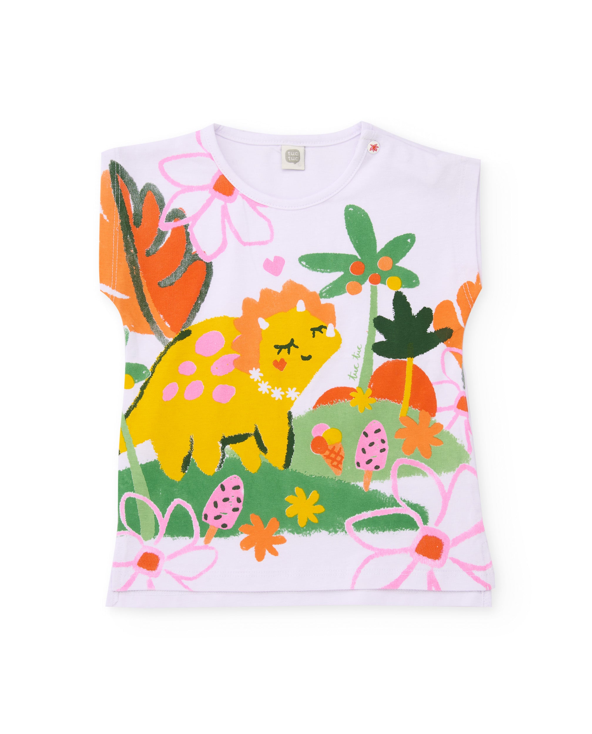 Camiseta de niña de punto con estampado dinosaurio