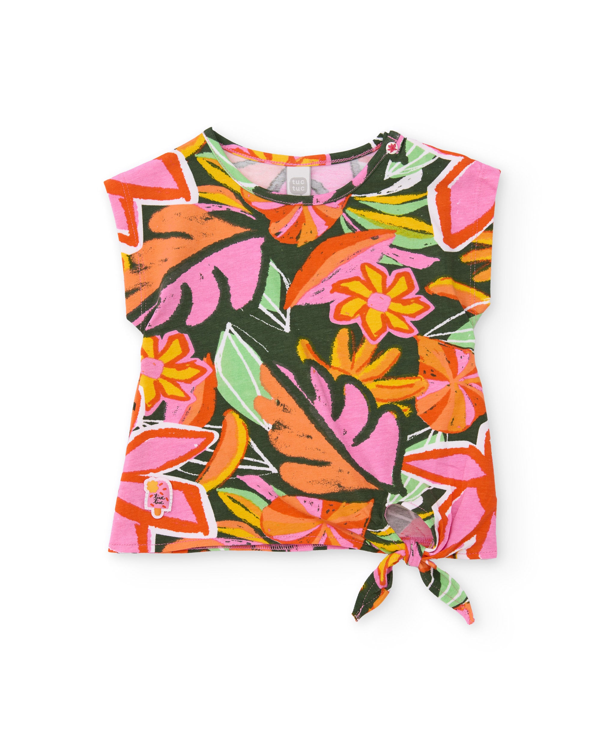 Camiseta de niña de punto con nudo en bajo