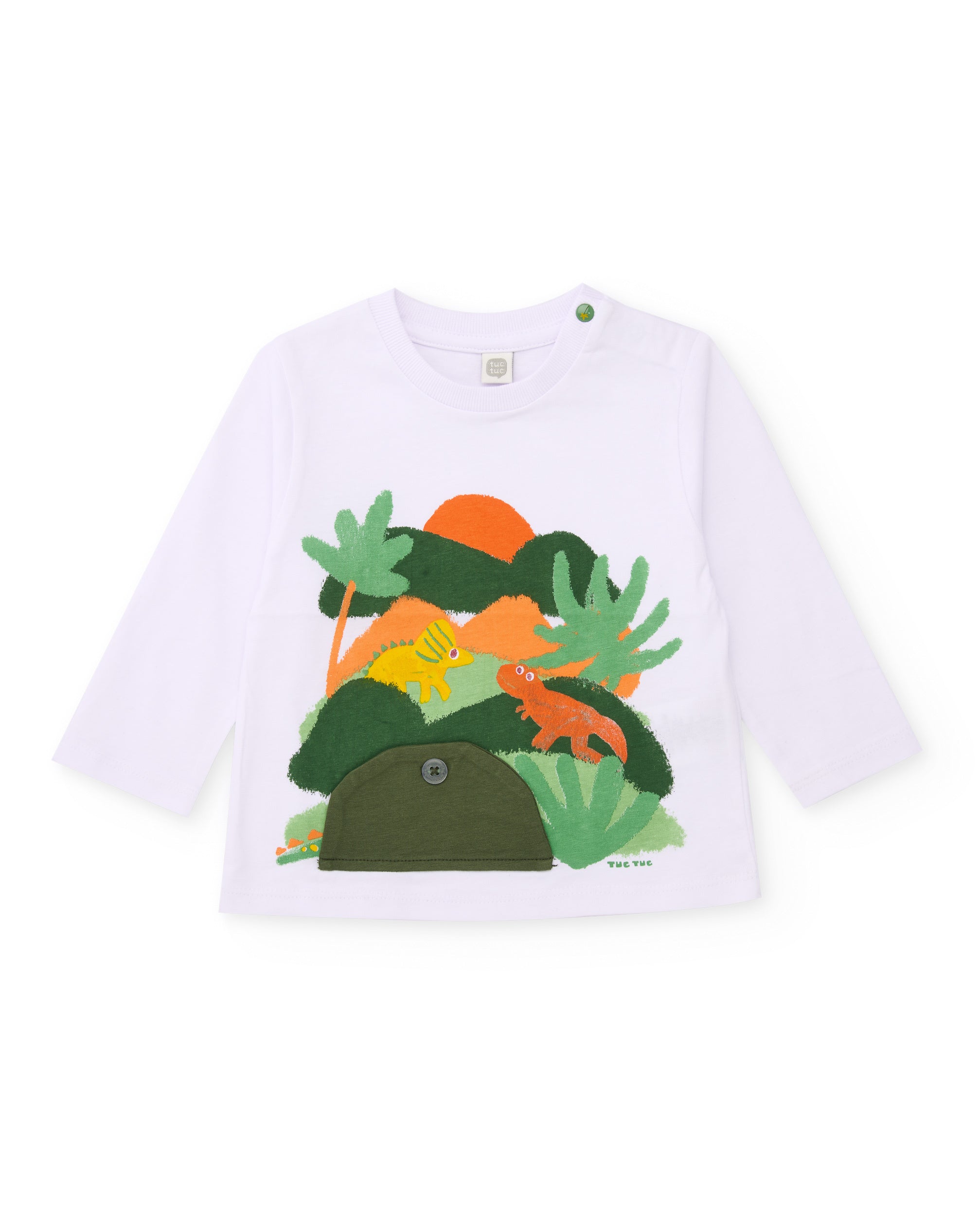 Camiseta de niño de punto y aplique con botón