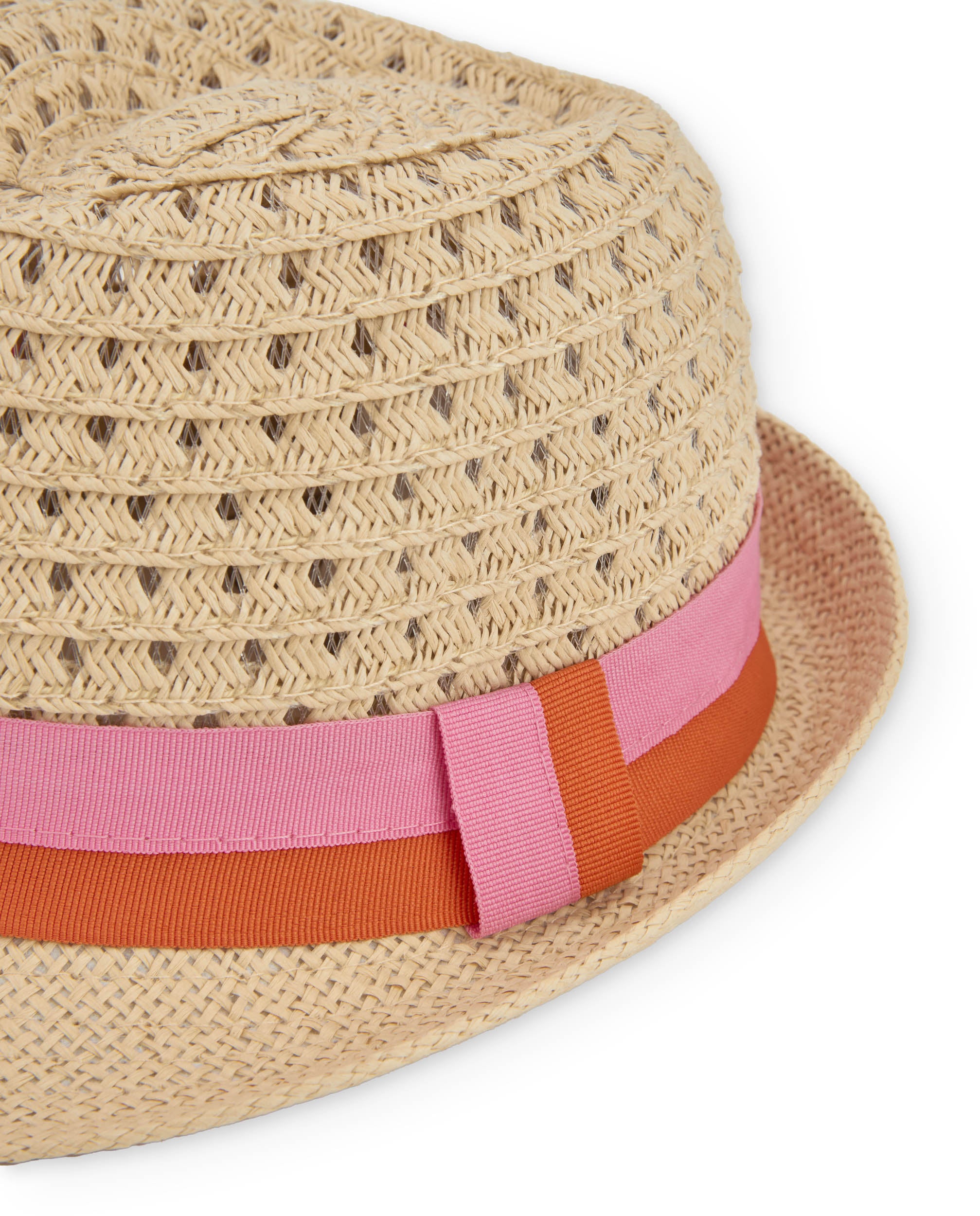 Sombrero de niña de plana con cinta decorativa