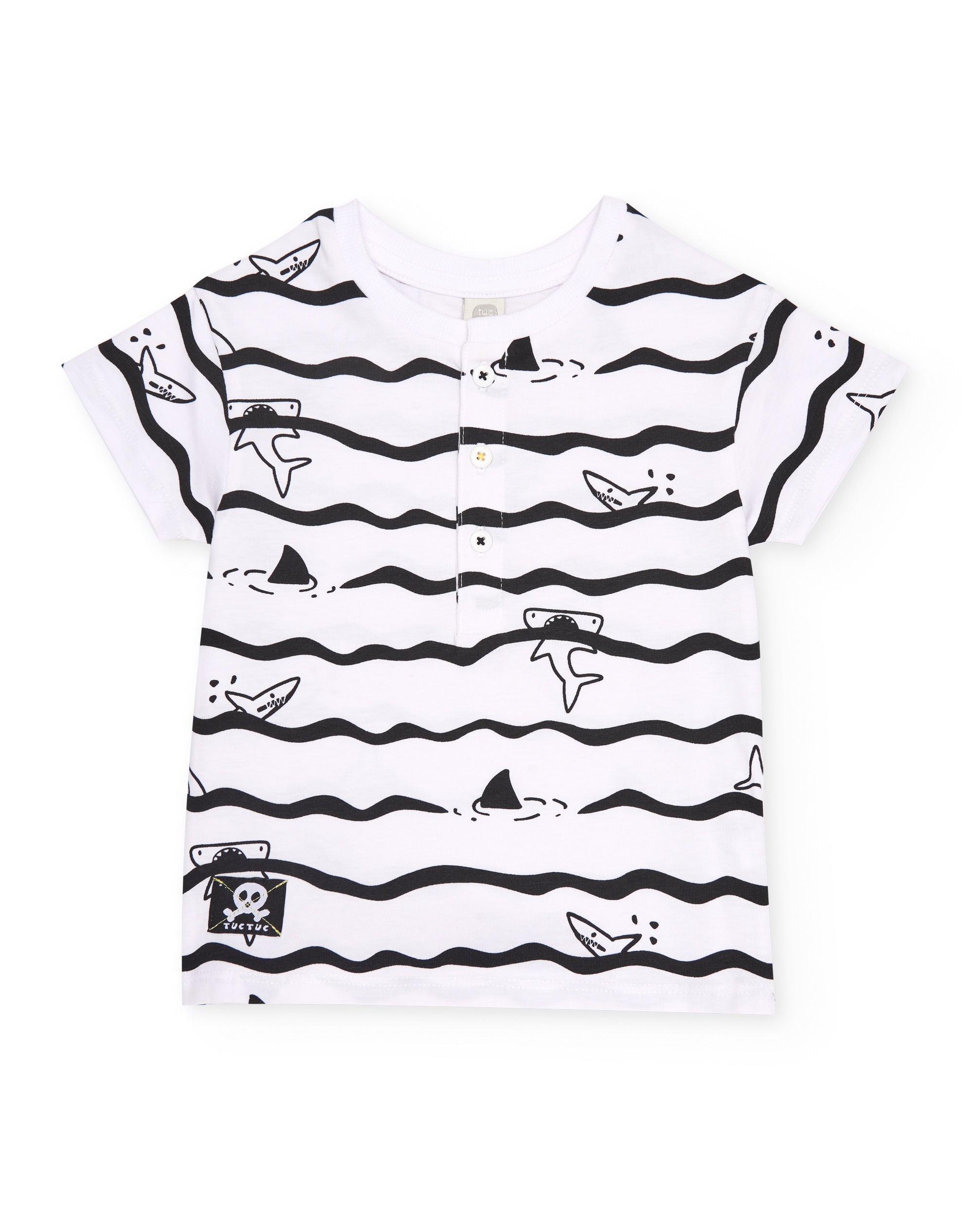 Camiseta de niño de punto y estampado de tiburones
