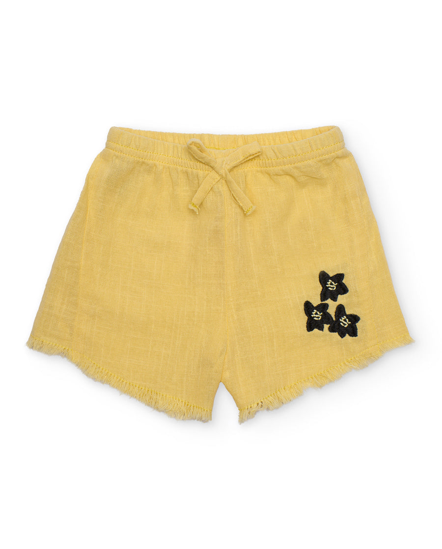 Short de niña de plana con bordado lateral